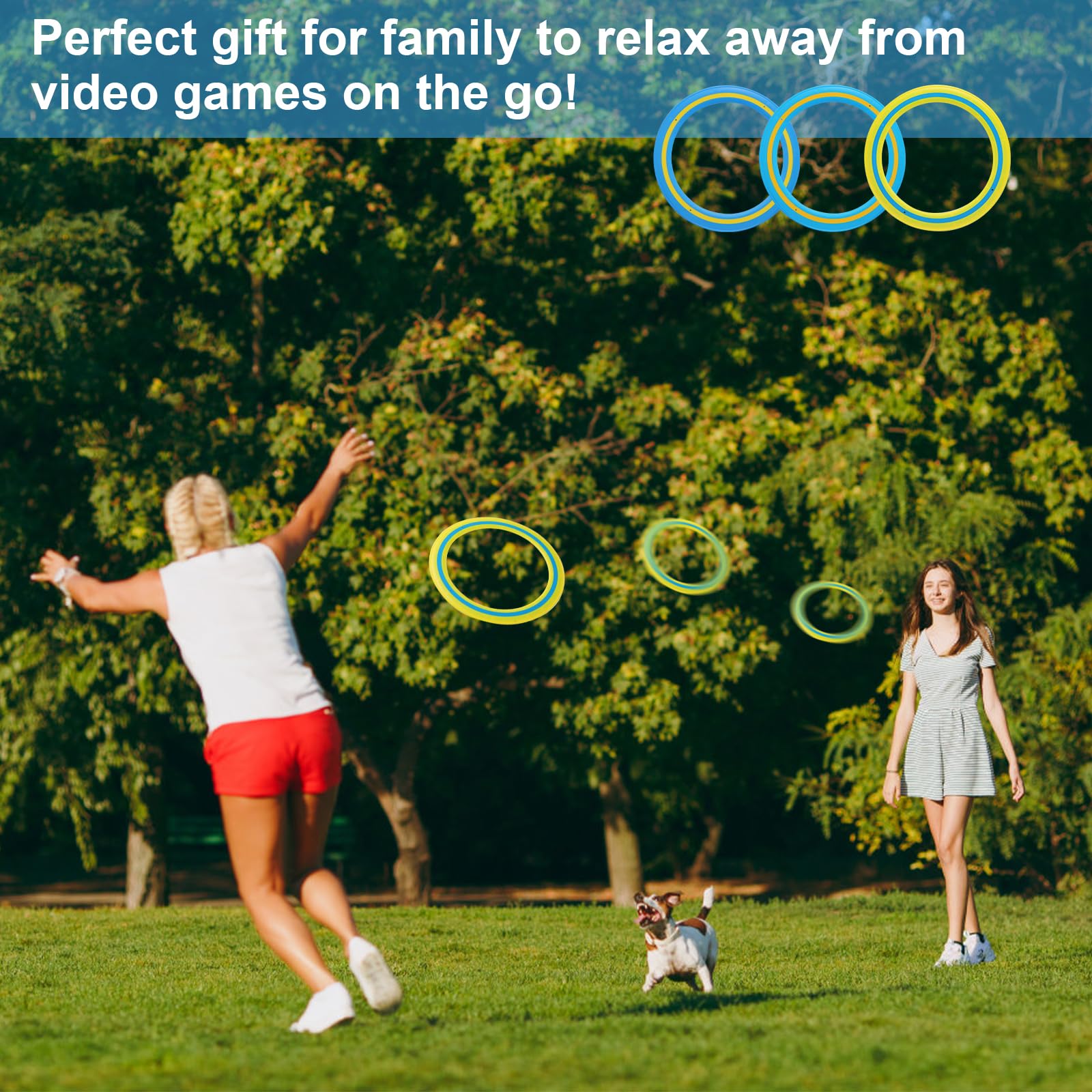 Lot de 3 anneaux frisbee - 24 cm - Pour enfants et adultes - Jouet de jeu d'extérieur pour enfants - Pour l'extérieur, aire de jeux scolaire, parc, piscine