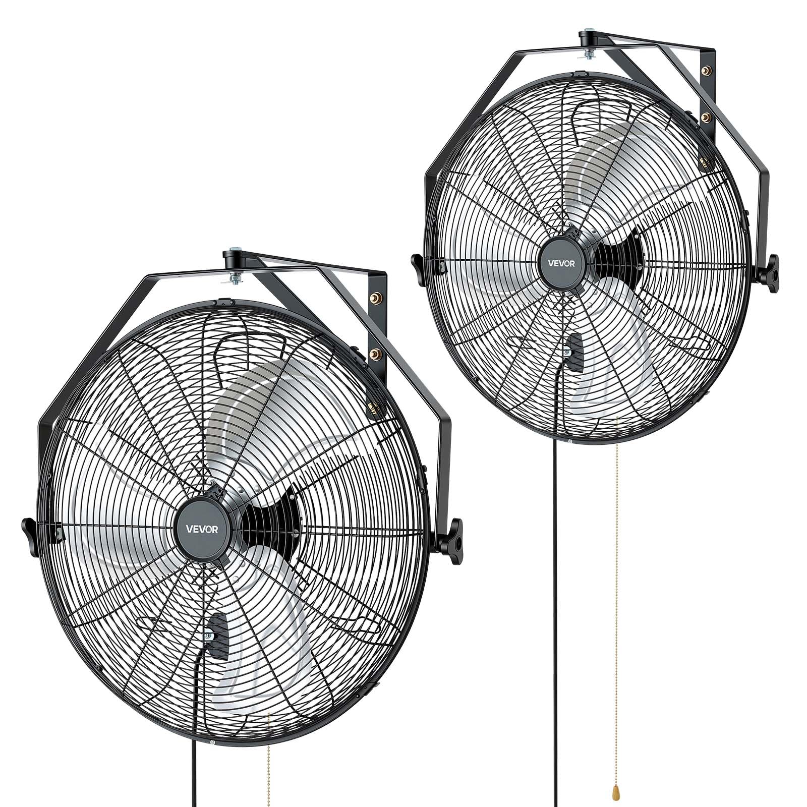 VEVOR Ventilateur Mural Industriel 50,5 cm Lot de 2, Ventilateur Mural pour Atelier, Garage, Entrepôt et Salle de Sport, 3 Vitesses, Angle Réglable, Pales en Aluminium, Grille en Acier au Carbone