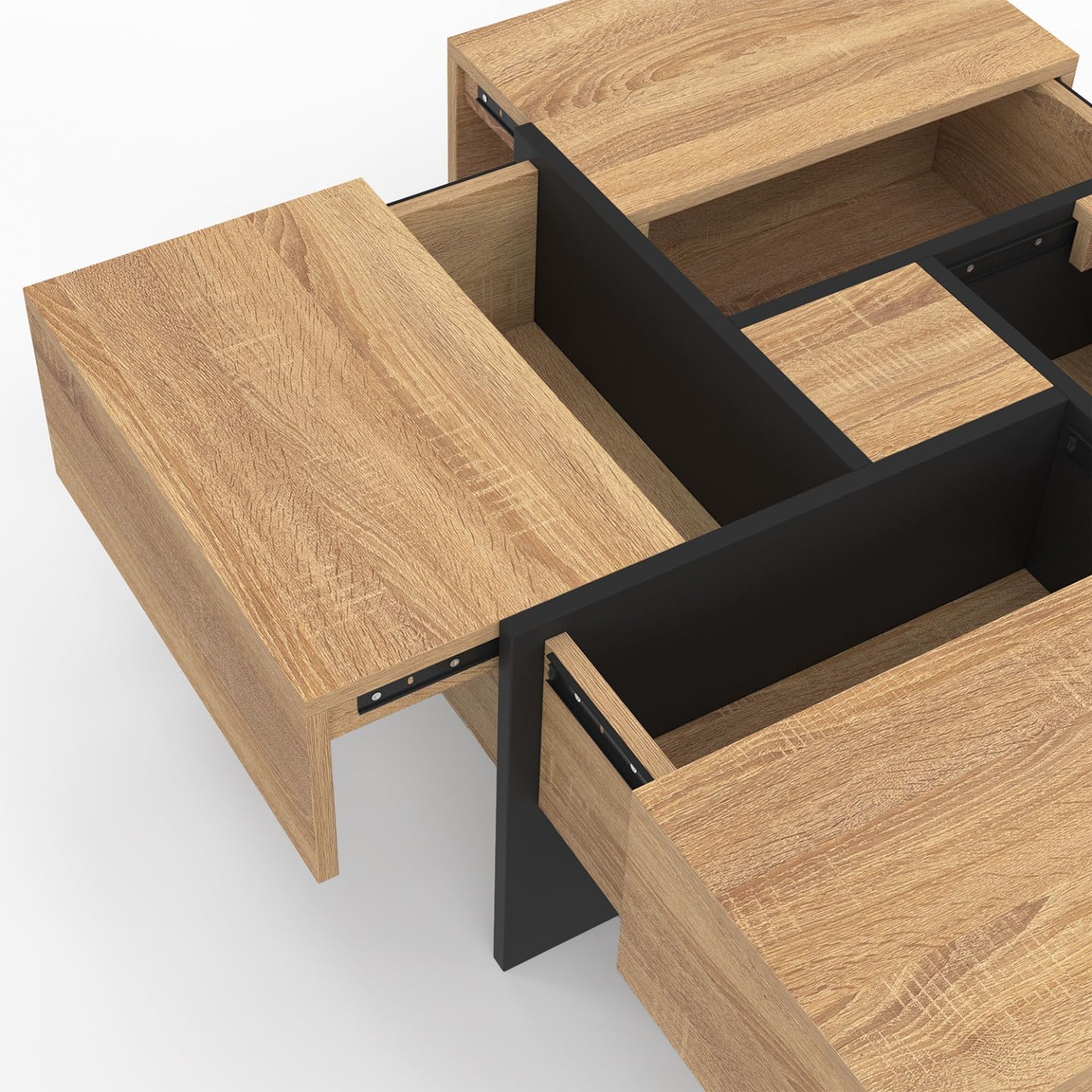 IDMarket - Table Basse carrée Talia 70 cm avec tiroirs Bois et Noir