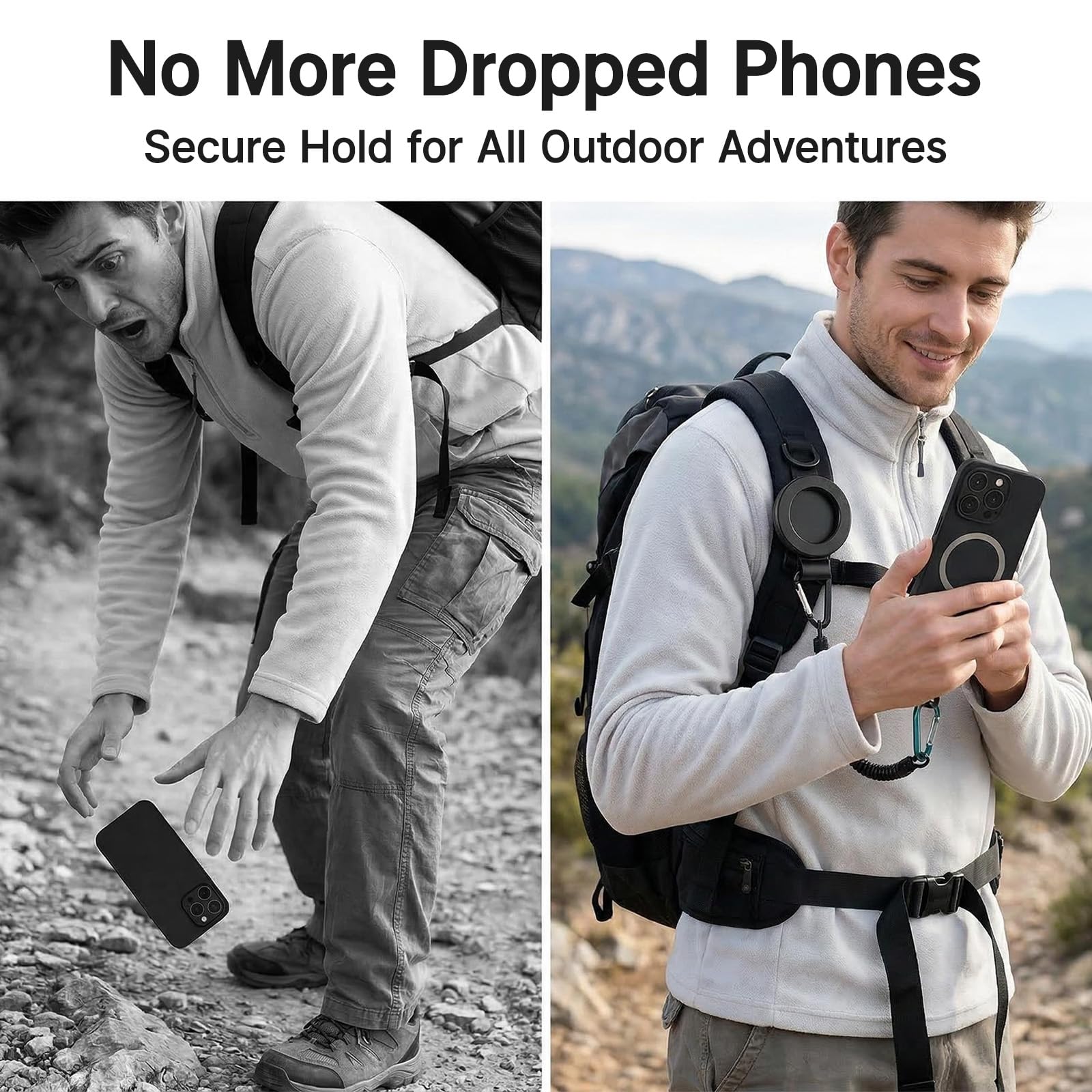 Clip magnético para teléfono móvil, soporte magnético con pinza de fijación en correa de mochila, ideal para senderismo y actividades al aire libre