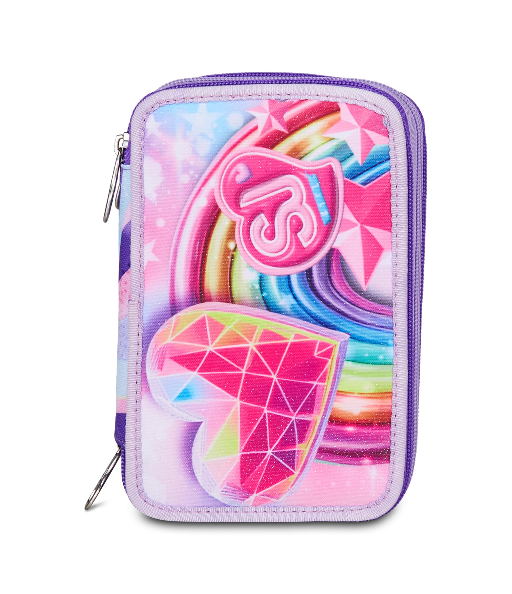 SJ GANG STYLE JAM GANG Astuccio Scuola 3 Zip, Rosa, Portapenne Triplo Scomparto Completo Di Penne, Matite, Colori, Accessori Zaino, Scuole Elementari, Bambina