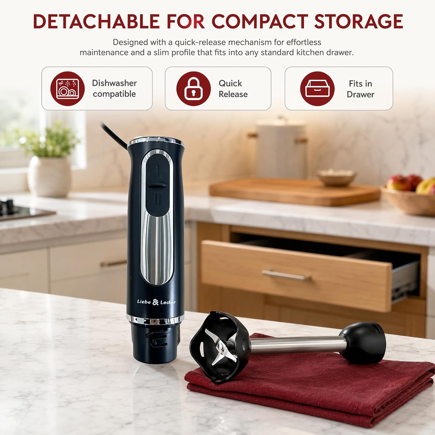 Liebe&Lecker Immersion Hand Blender 300W Handheld Electric Stick Blender