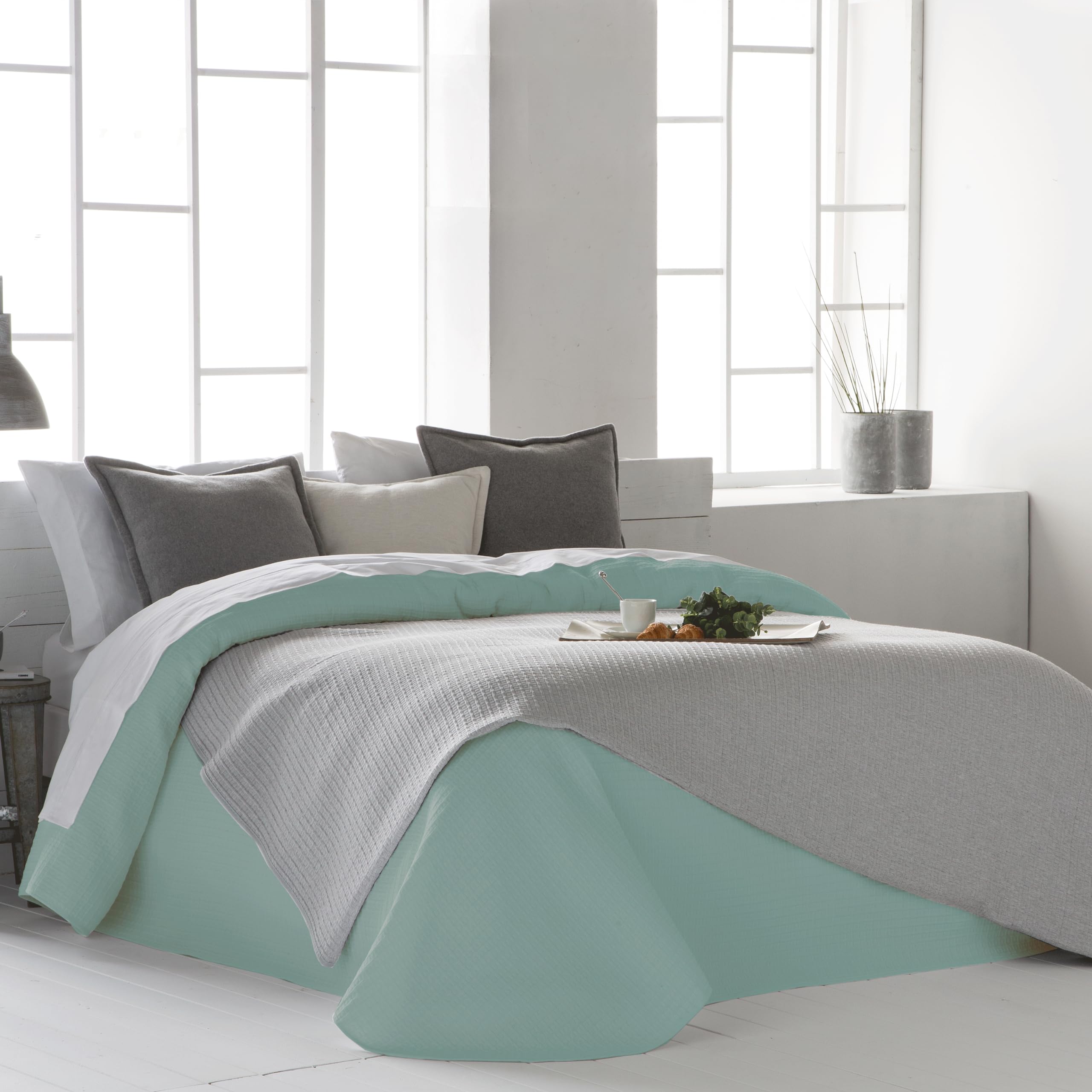 VIALMAN Colcha Bouti Lisa Alba 24 para Cama de 150 | Tamaño Colcha 250 x 270 cm | Colcha Ligera Color Verde Cama 150
