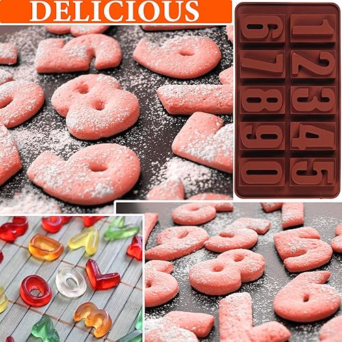 Miniatura 7 de 2 paquetes de 09 moldes digitales de silicona para chocolate, botón digital para decoración de pasteles suaves, antiadherentes, fáciles de limpiar,