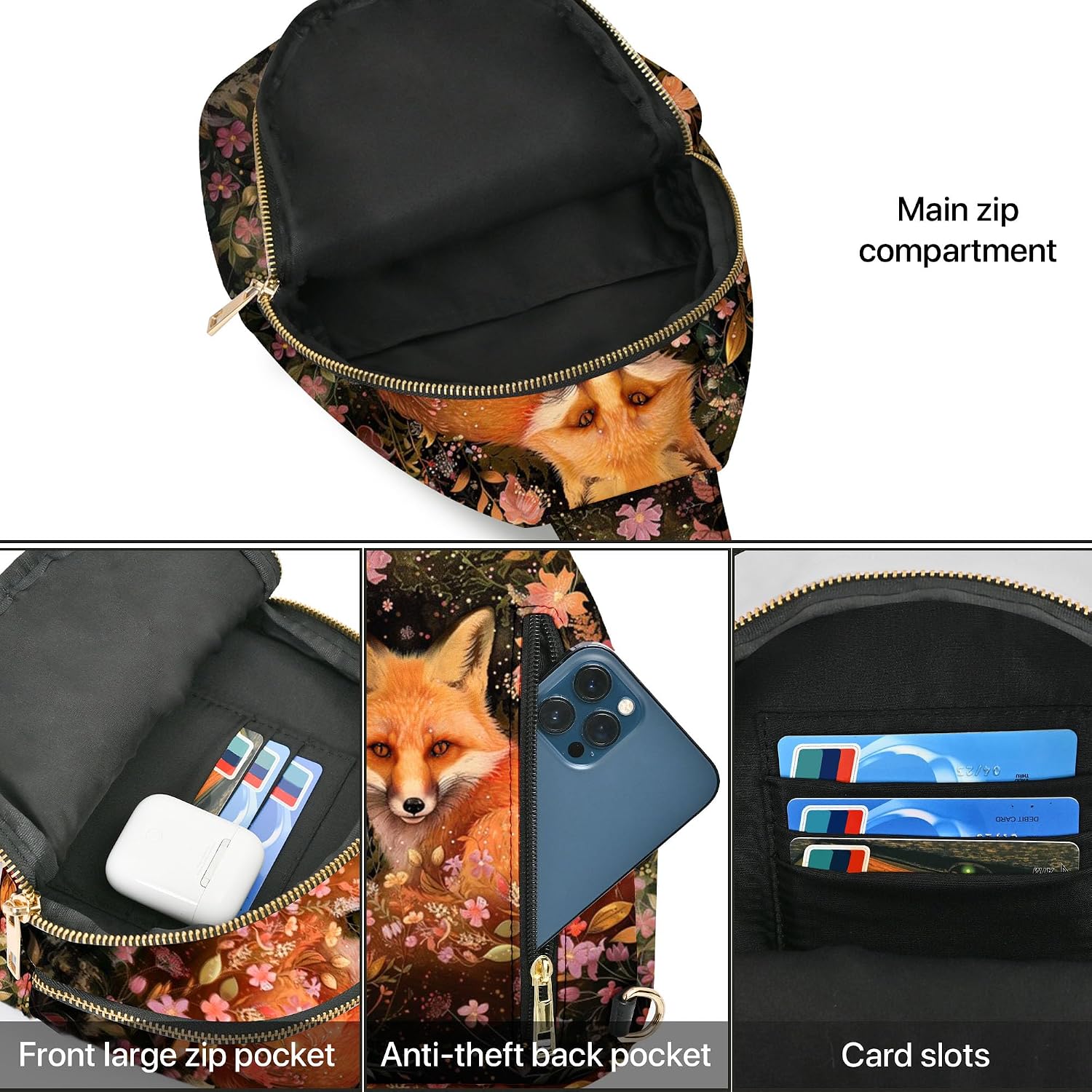 Animal Small Sling Bag for Women Leather Crossbody Bags Sling Backpack for Outdoor Travel