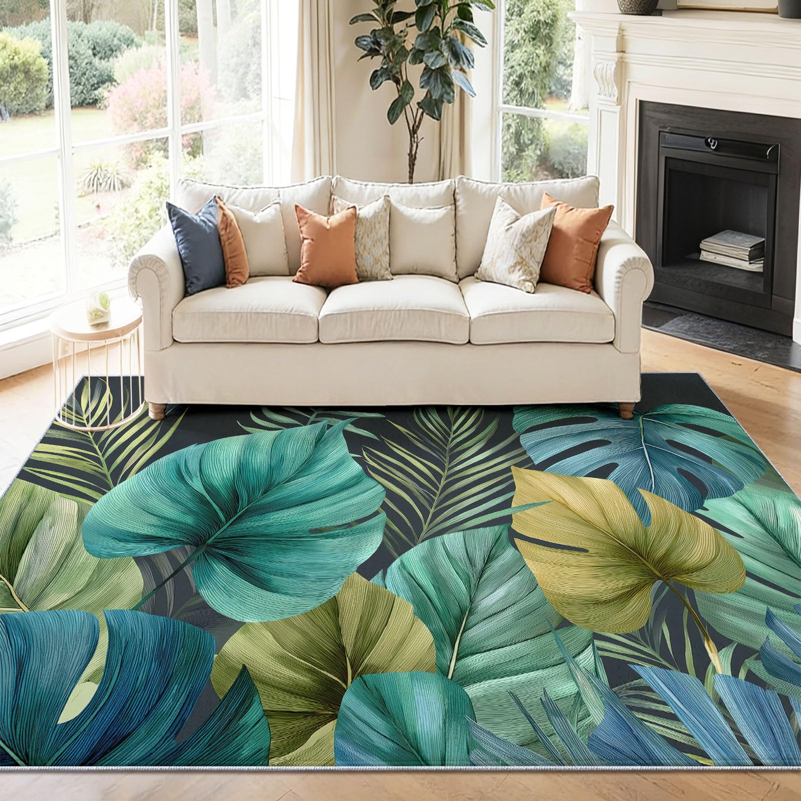 Antidérapant Lavable Tapis Salon Bohème Aquarelle 140 x 200 cm