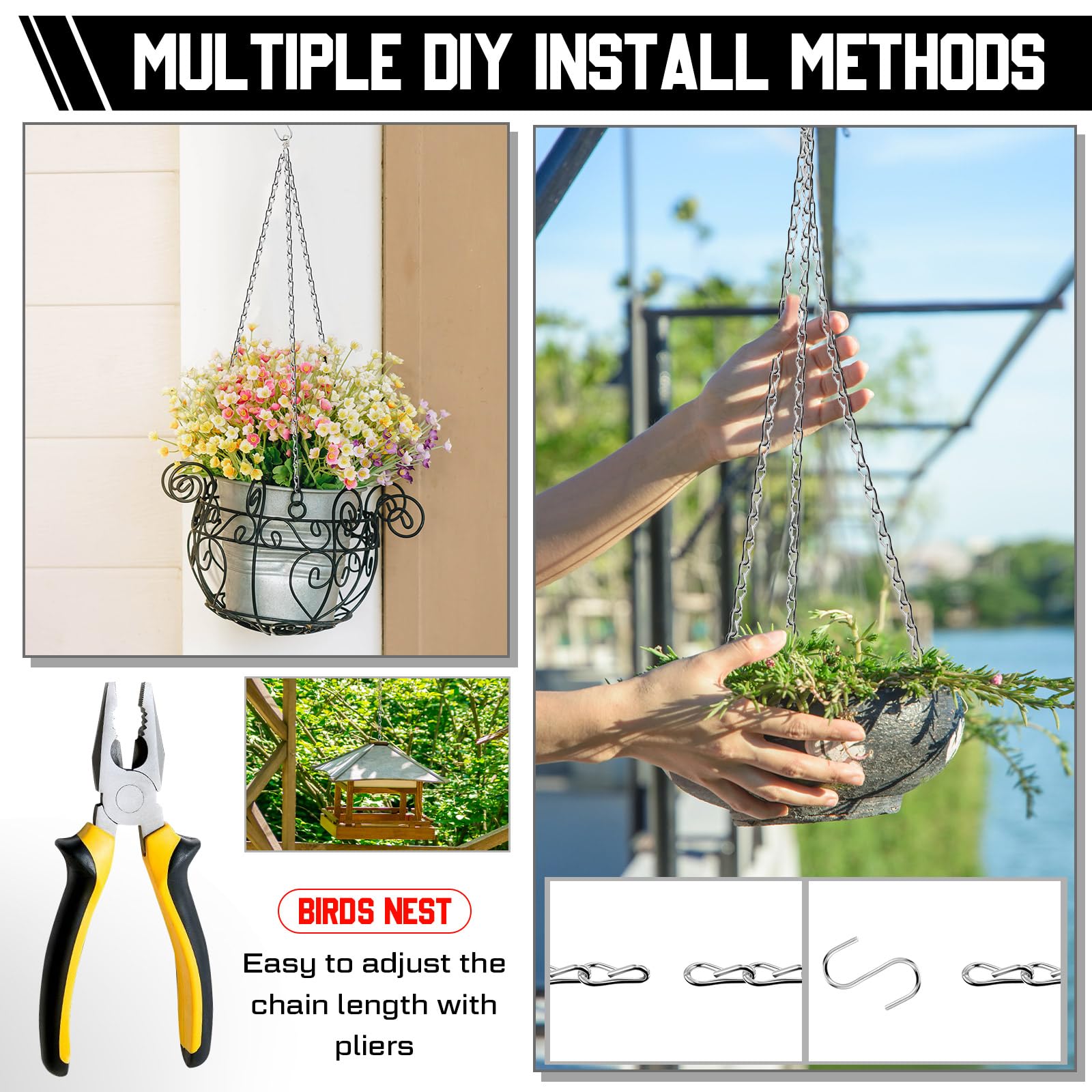 Yaocom 50ft Silver Hanging Jack Chain with 10 Pcs S Hooks, 2mm — Amazon image 6