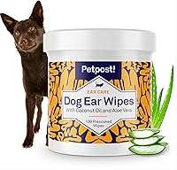 Vista 12 de Toallitas limpiadoras de oídos de la marca Petpost para perro y gato, solución de aceite de coco natural, el mejor remedio para los ácaros de oído