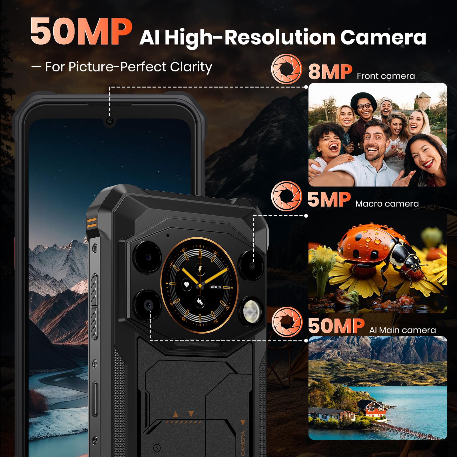 FOSSiBOT F117 Rugged Smartphone, Telefono Indistruttibile 10000mAh Doppio Schermo 6.74"+1.32", 24GB RAM+256GB/2TB, Fotocamera 50MP AI, IP69K Impermeabile, NFC, IP68/IP69K telefono da lavoro(2026)