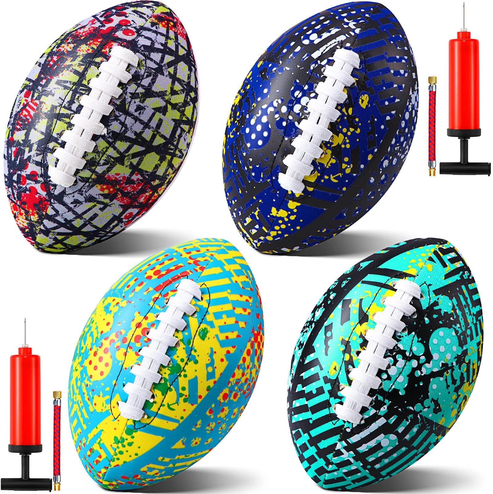 4 Pieces Waterproof Football 9 Inch Outdoor Beach Football Pool Football for Swimming Pool Lake Teens Adults Family Fun Games Play in and Out of Water (Modern Style)