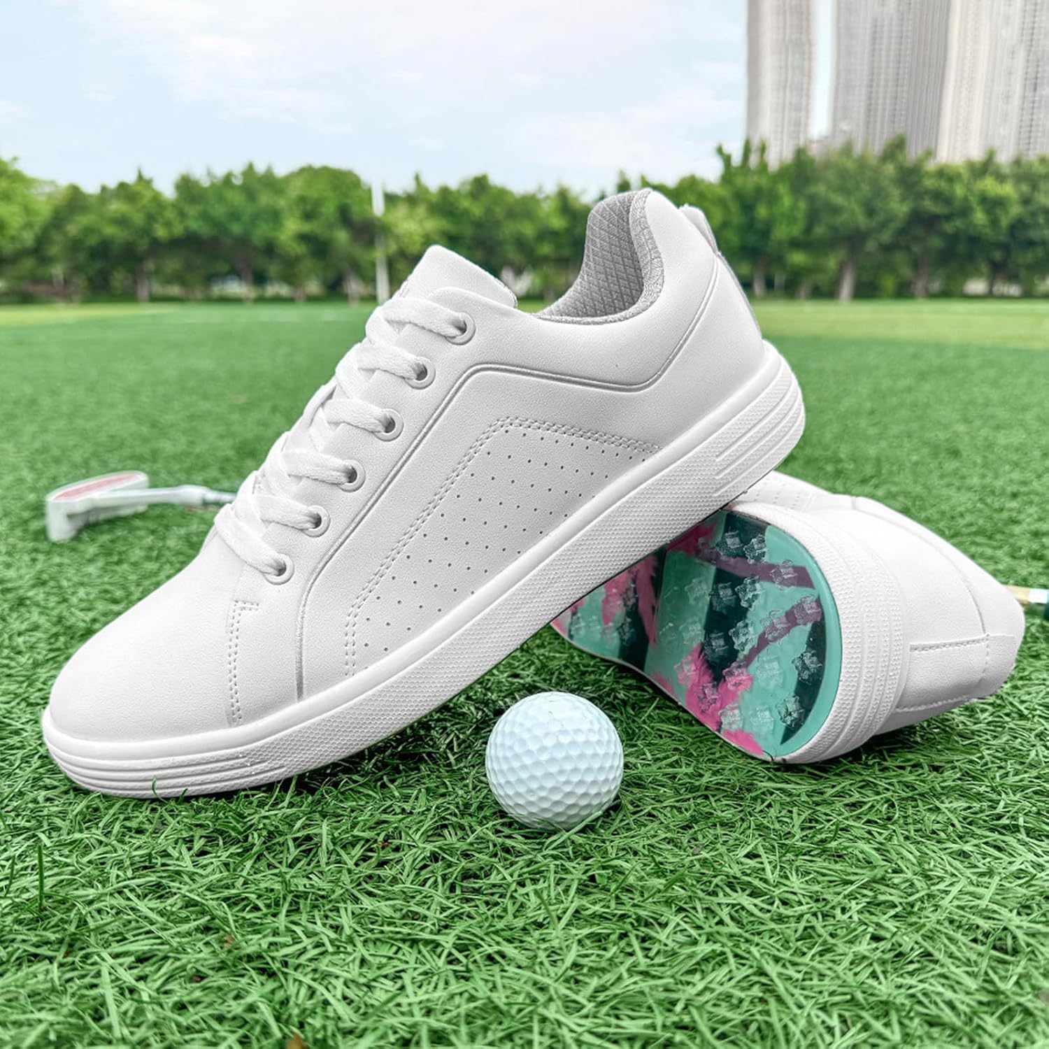 Waterproof Golf Shoes Men's Four Seasons Spikeless Golf Shoe Classic Non-Slip Lace-up Professional Outdoor Casual