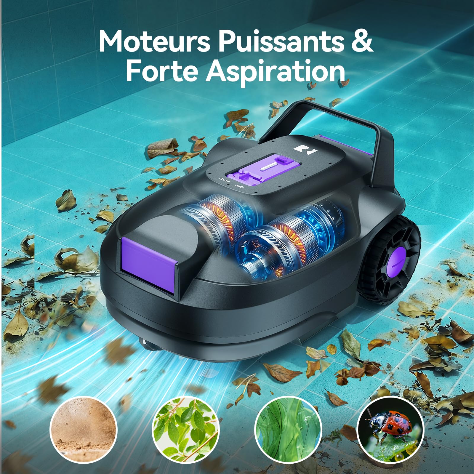 Redkey S200 Robot Piscine sans Fil, Aspirateur Piscine avec 180 Min de Nettoyage, Moteurs Doubles, Double Puissance d'Aspiration, Stationnement Automatique, Robot de Piscine Hors-Sol Jusqu’à 100 m²