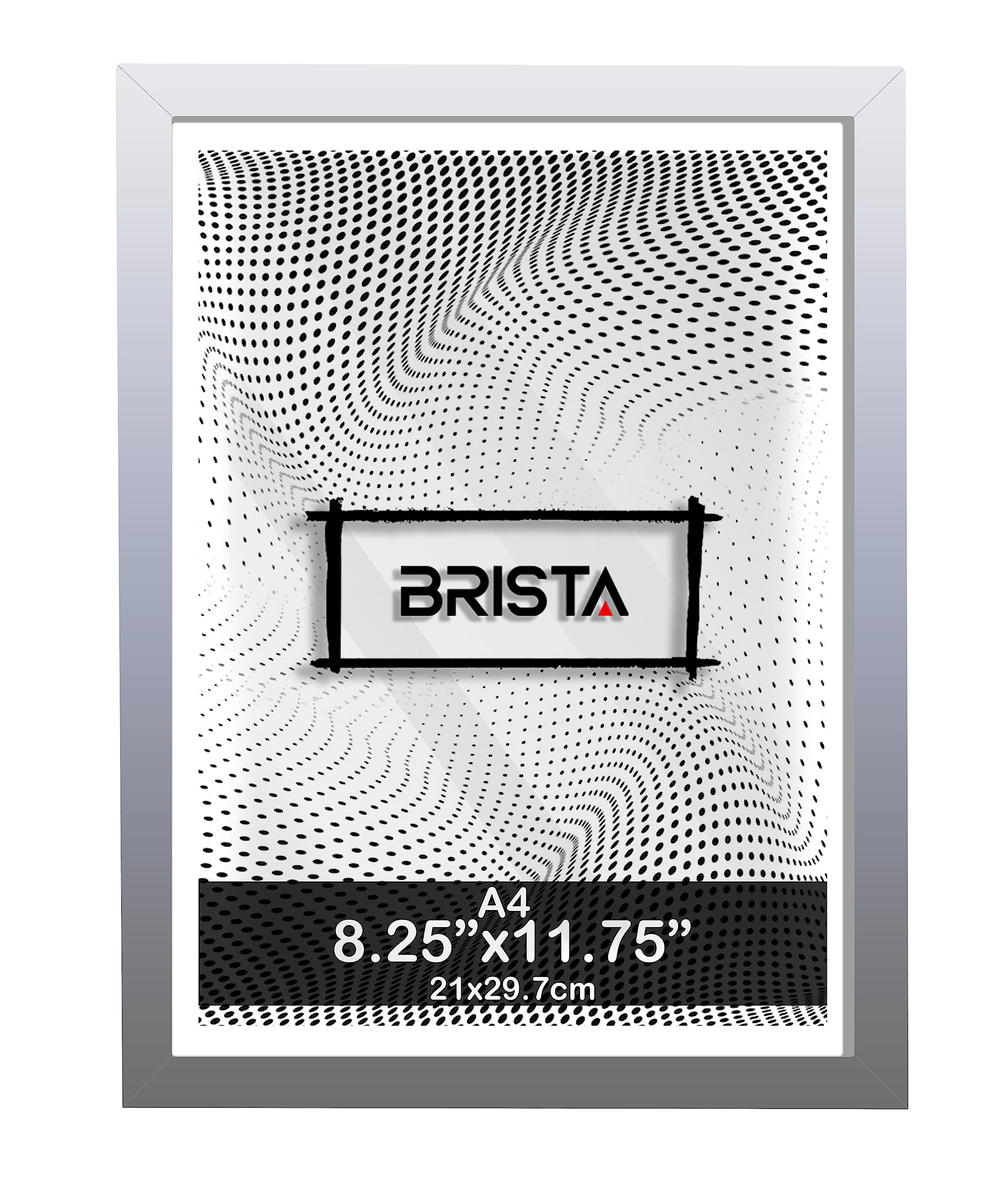 Brista Silver A4 Photo Frame Styrene Front Picture Frames Certificate Frame Portrait Landscape Wall Mountable Or Tabletop Modern Frame Picture Display Art Wall Gallery For Home Office Wall Decor (Silver)