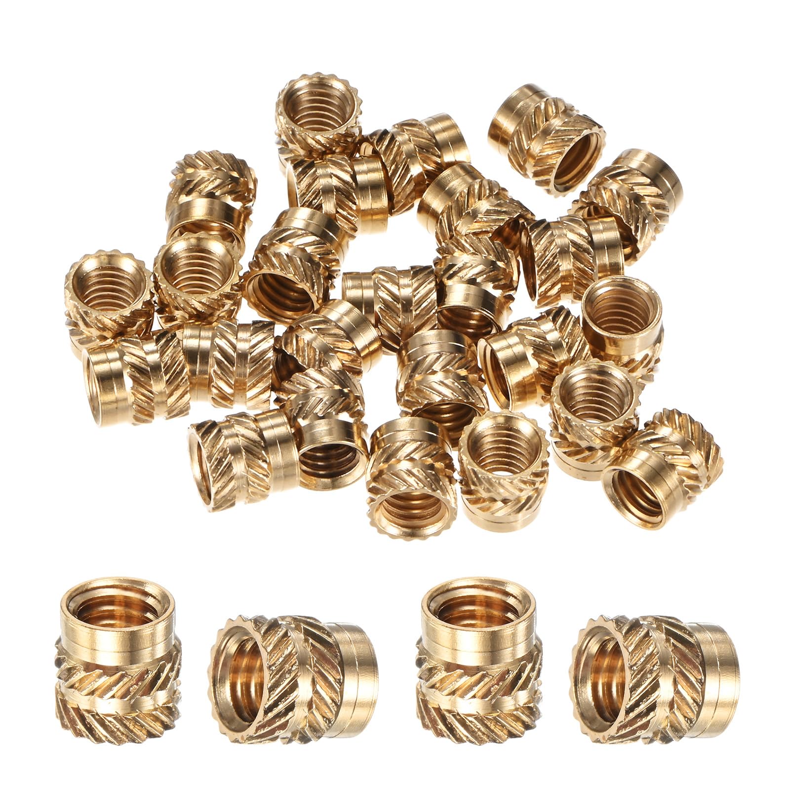 M METERXITY 25-Pack Threaded Inserts, M6 x 8mm L x 8mm OD Brass Heat Set Insert Nuts