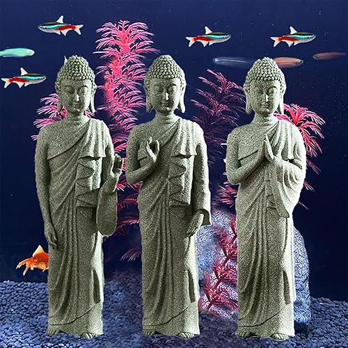 Miniatura 5 de Estatua de Buda para acuario, estatua de Buda de pecera, decoraciones de estatua de Buda de piedra arenisca natural, esculturas de Buda para pecera,