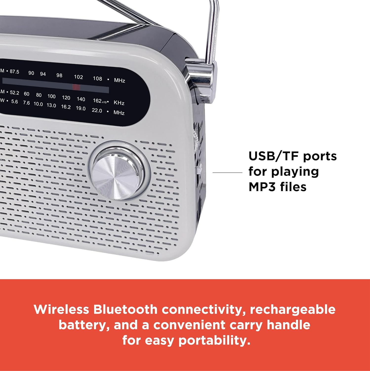 RadioShack AM/FM/SW 3-Band Vintage Radio with Bluetooth Function and USB/TF Ports (Black)