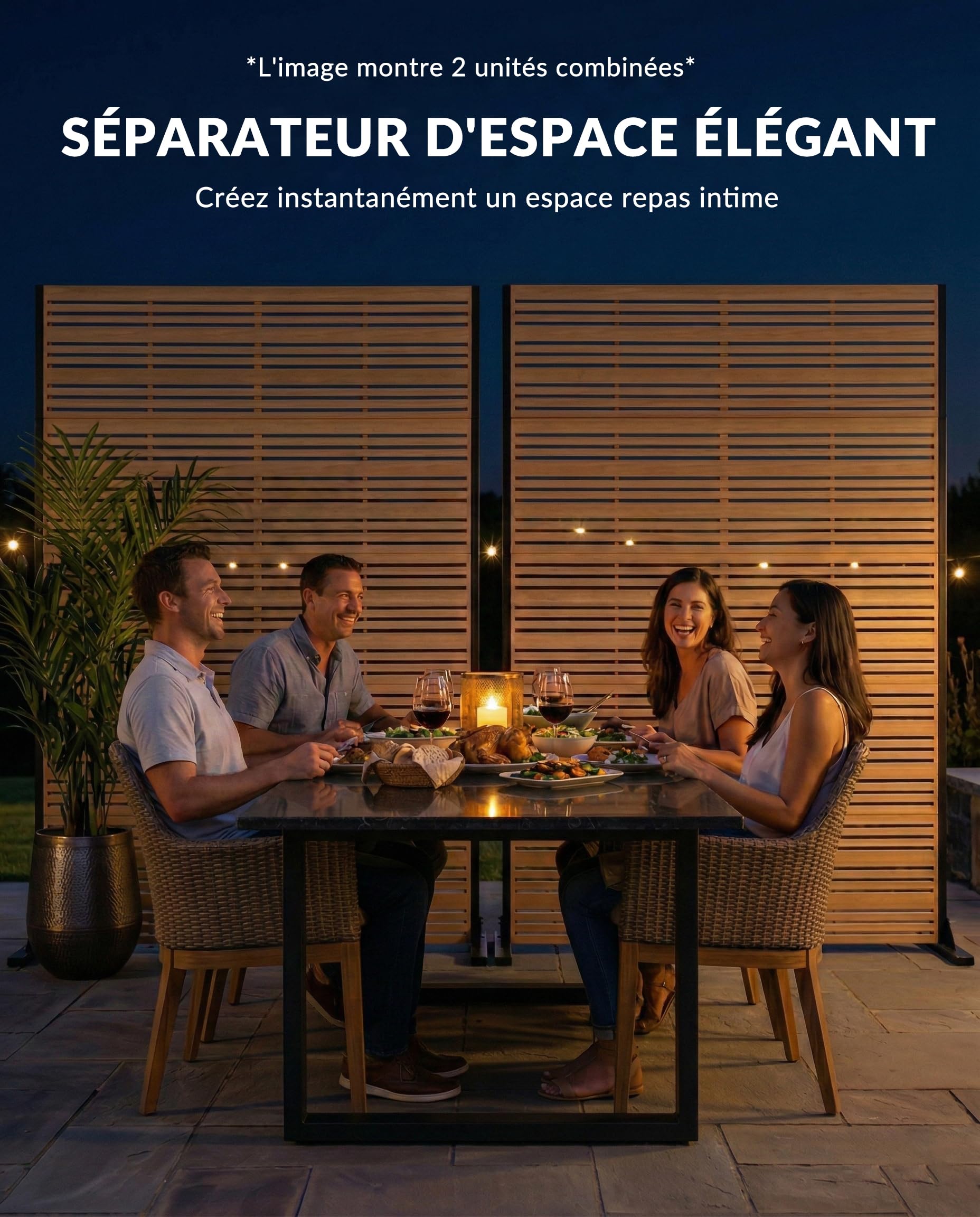 Brise-Vue pour Jardin, Balcon, terrasse et fenêtre, Paravent extérieur en métal 183 cm, résistant aux intempéries et autoportant avec ancrages au Sol, thermolaqué et antirouille
