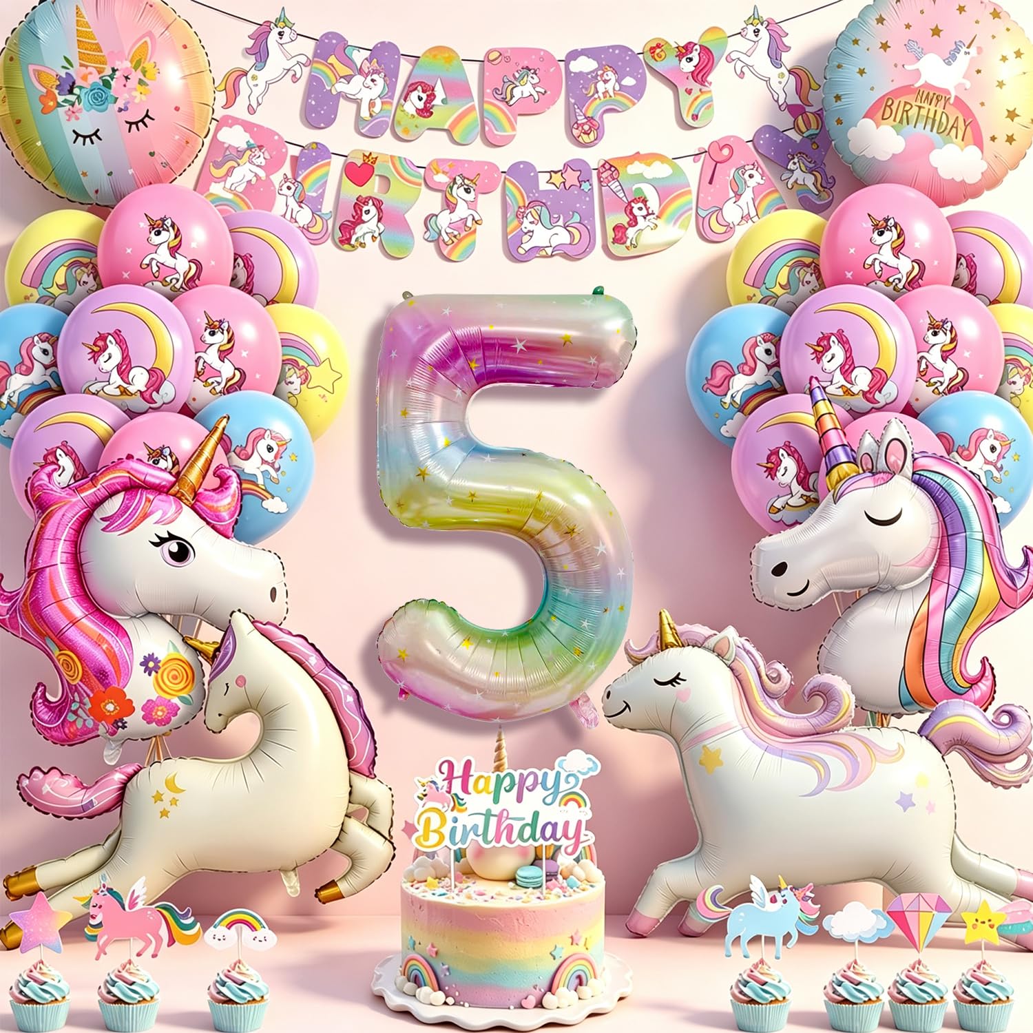 Fizdoqg Unicorn Balloons Birthday Girl 5, Unicorn Party Decorations Balloon