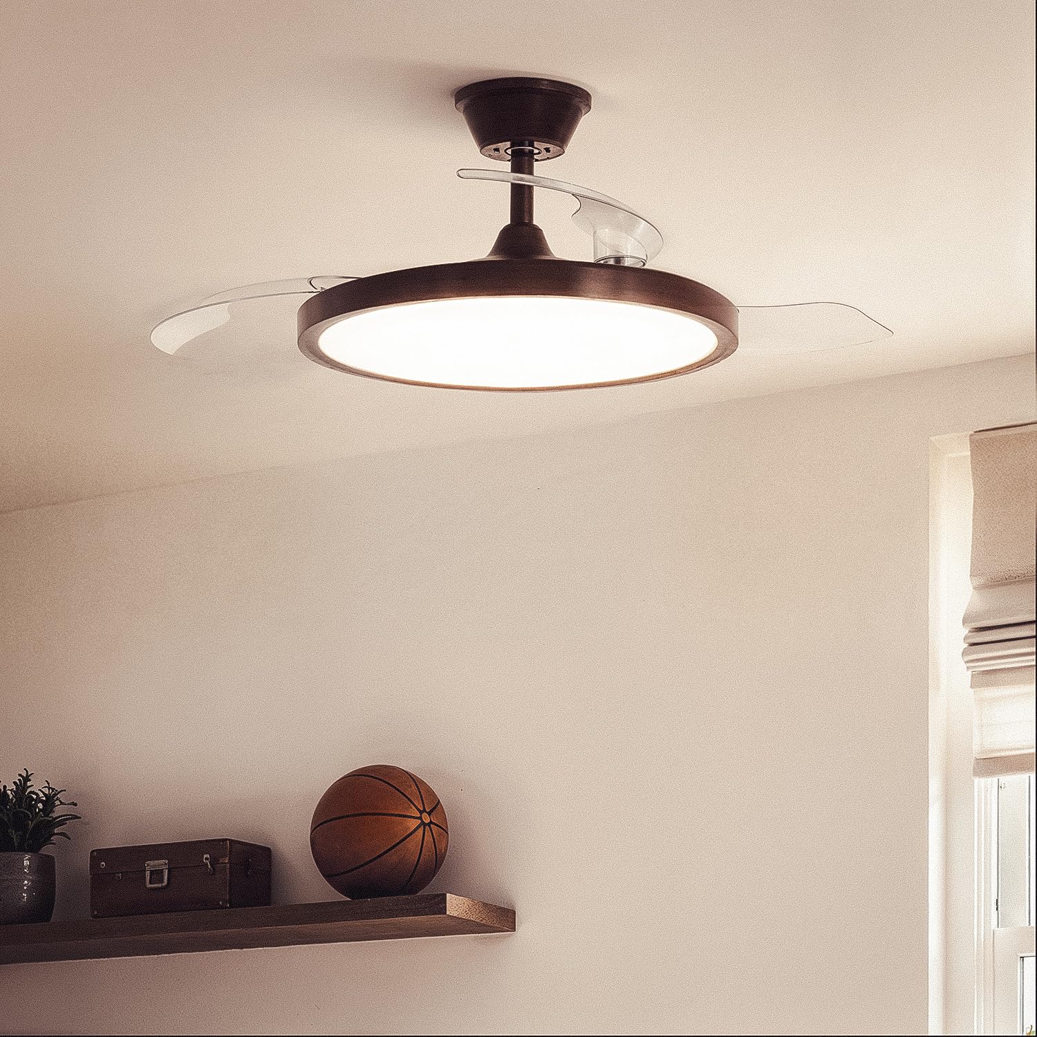 LEDKIA Ventilatore da Soffitto con Luce Silenzioso DC Pale Retraibili Kleon | con Luce LED CCT 2560 lm, Motore DC 15W Silenzioso ed Efficiente, Pale Retrattili, 6 Velocità, 106 cm, Telecomando