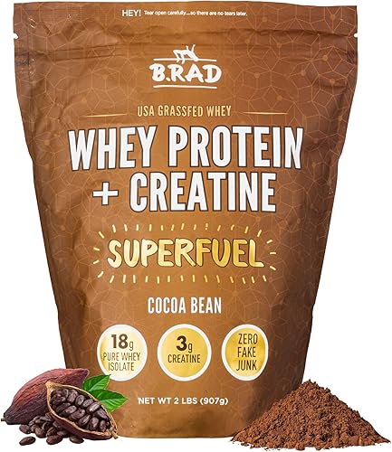 B.rad Superfuel - Aislamiento de proteína de suero alimentado con pasto potenciado con creatina  Ingredientes frescos y fáciles de digerir  2 libras