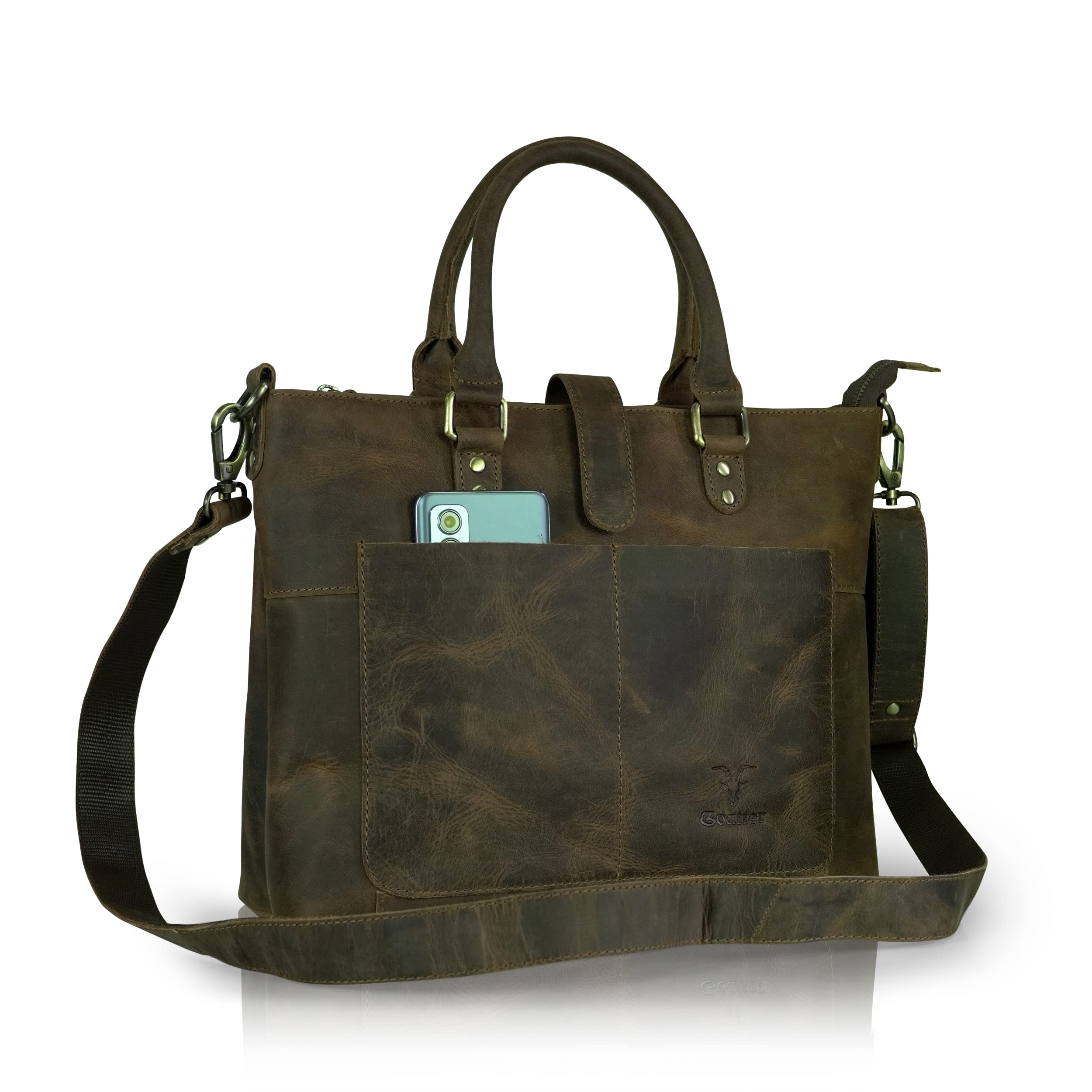 goatter Hunter Leather Unisex 13.6" Laptop Messenger Bag-picture-15