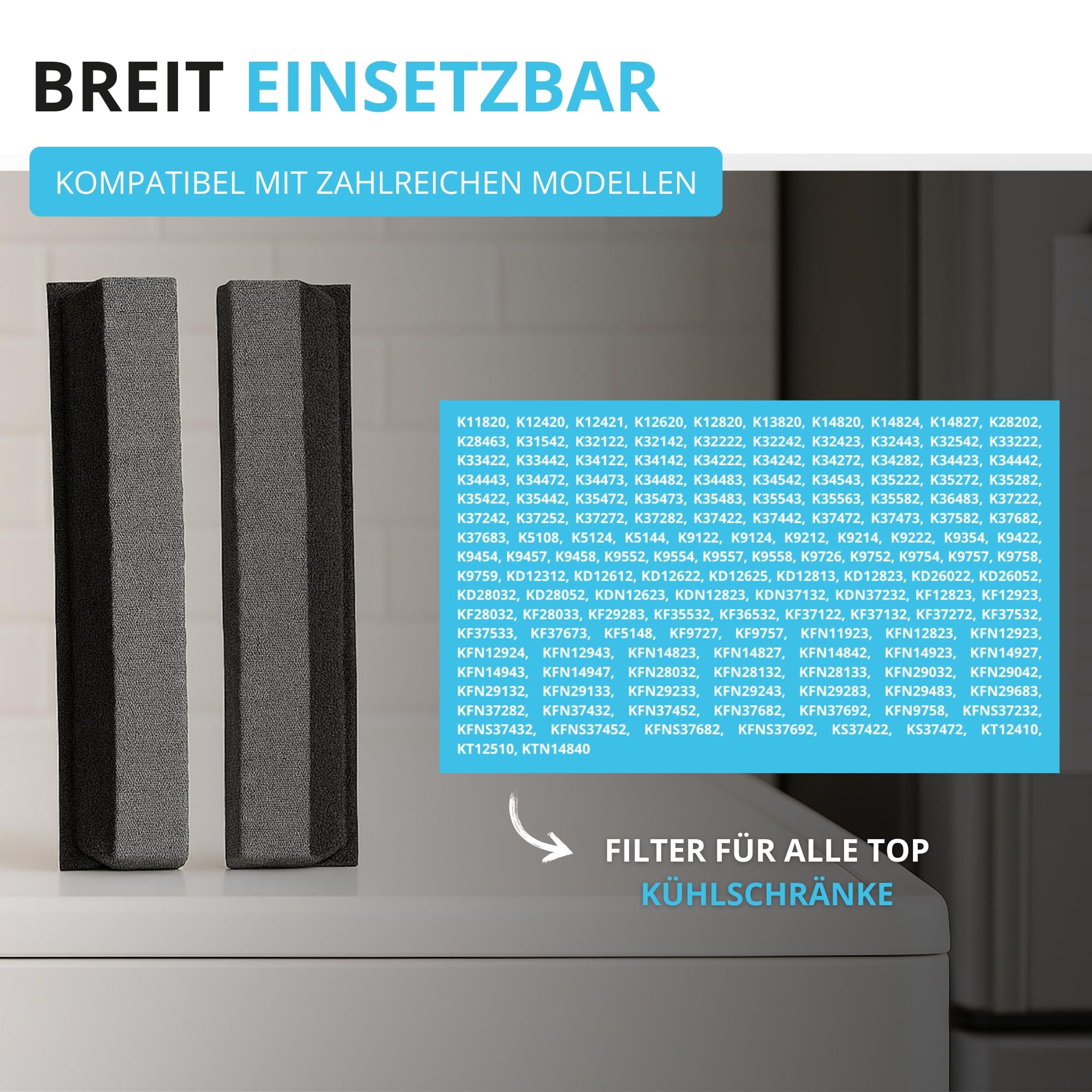 Filter Set passend für Miele Active AirClean Filter 7236280 / KKF-RF | Kühlschrank Luftfilter - Aktivkohlefilter Geruchsfilter Air Clean