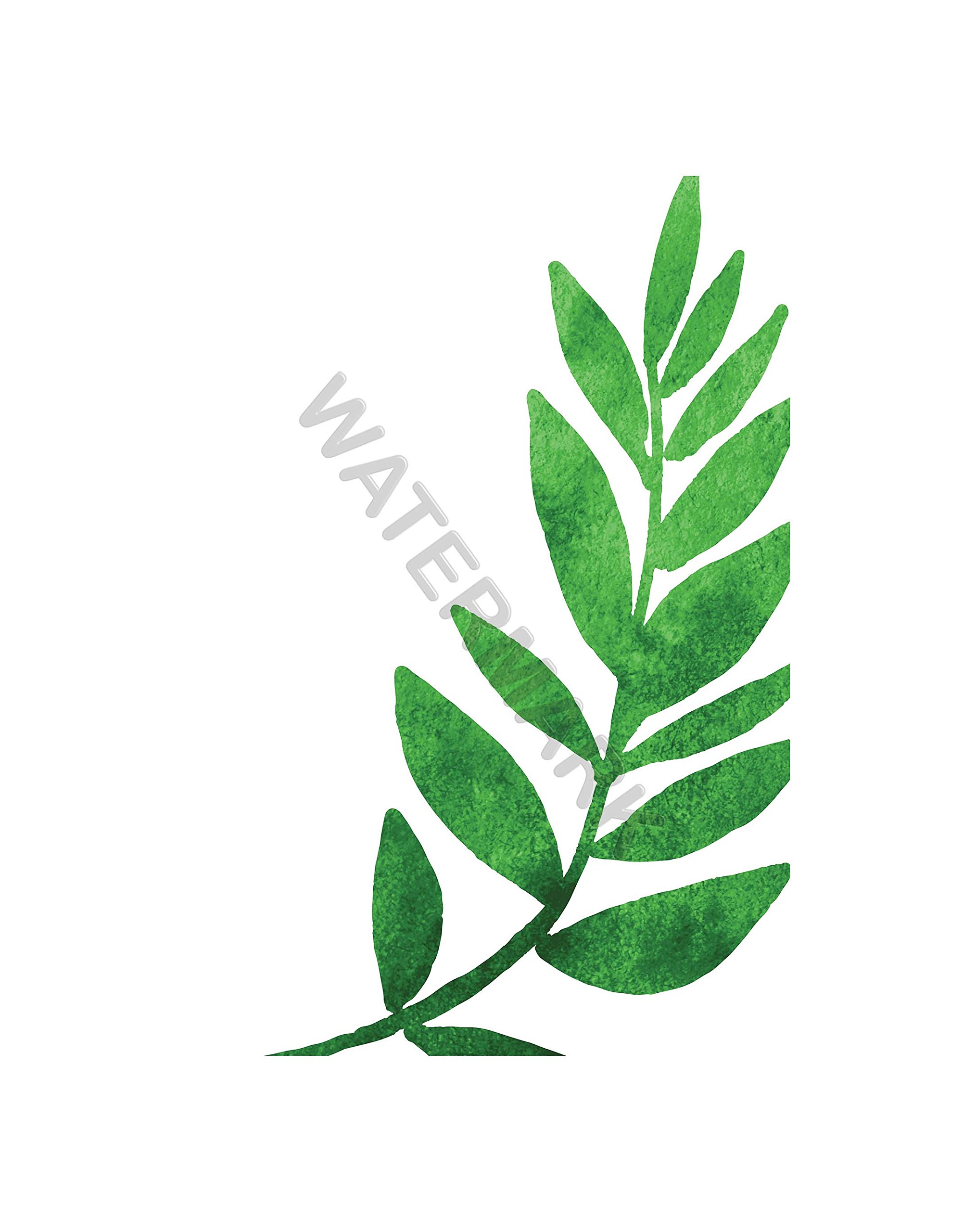 Wee Blue Coo Jungle Leaves Watercolour Green Right Design 12x16 Wall Art Print