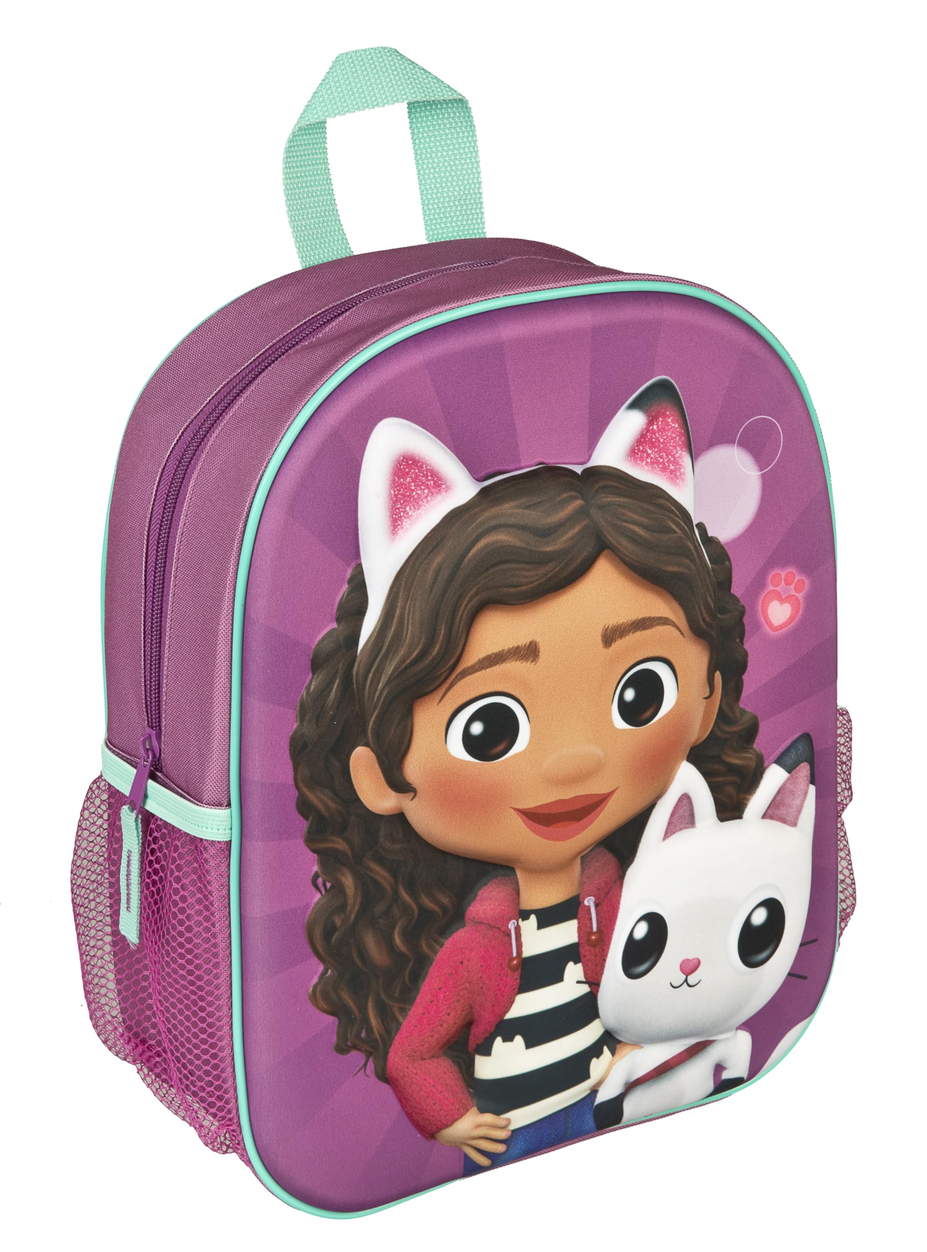 Undercover - Zaino 3D di Gabby's Dollhouse - Zaino per bambini con motivi di Gabby - Cinghie regolabili - Con tasche laterali in rete - A partire dai 4 anni