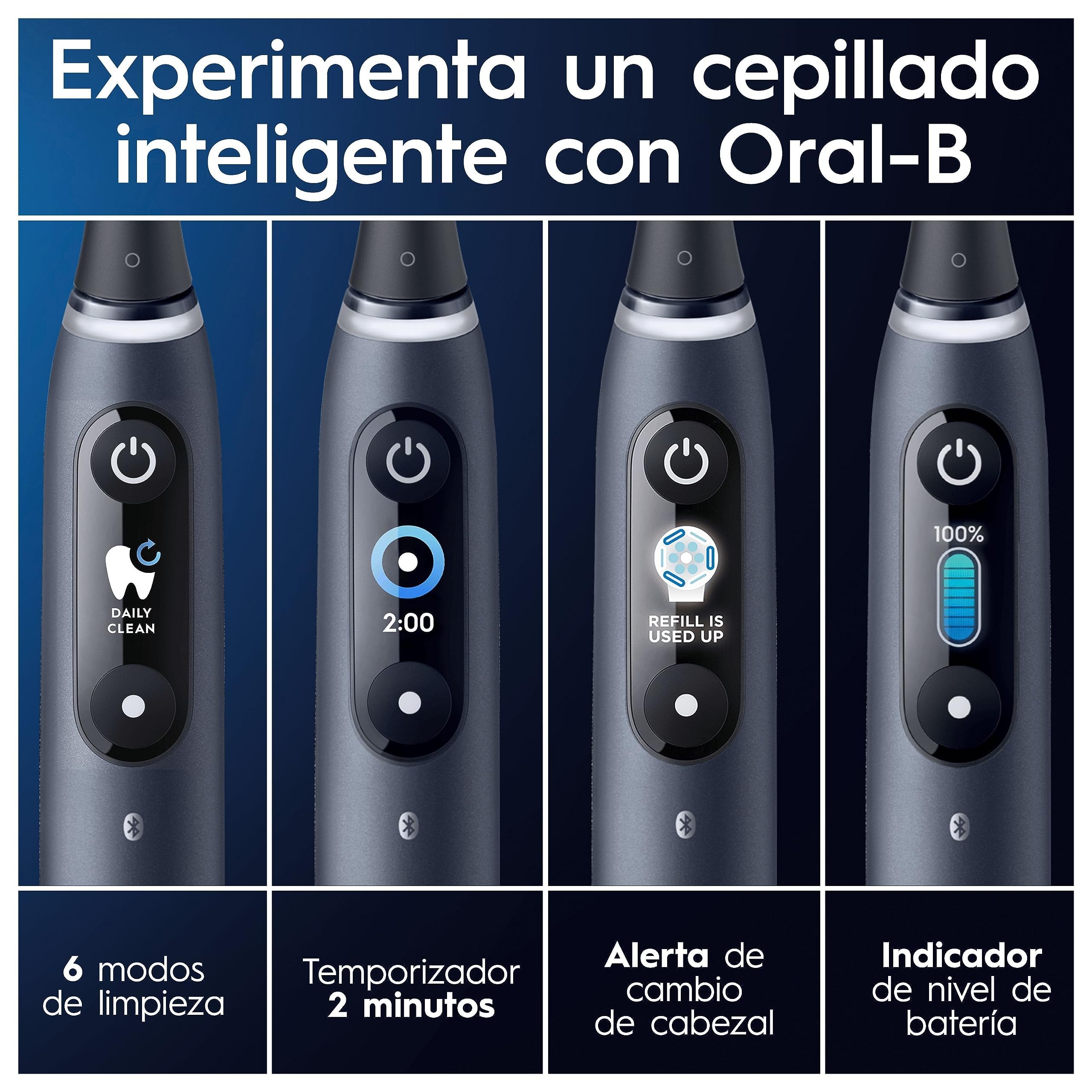 Oral-B iO 8N Cepillo de Dientes Eléctrico con Mango Recargable, 3 Cabezales y Estuche de Viaje, Diseñado por Braun, Regalos Originales para Mujer y Hombre - Negro