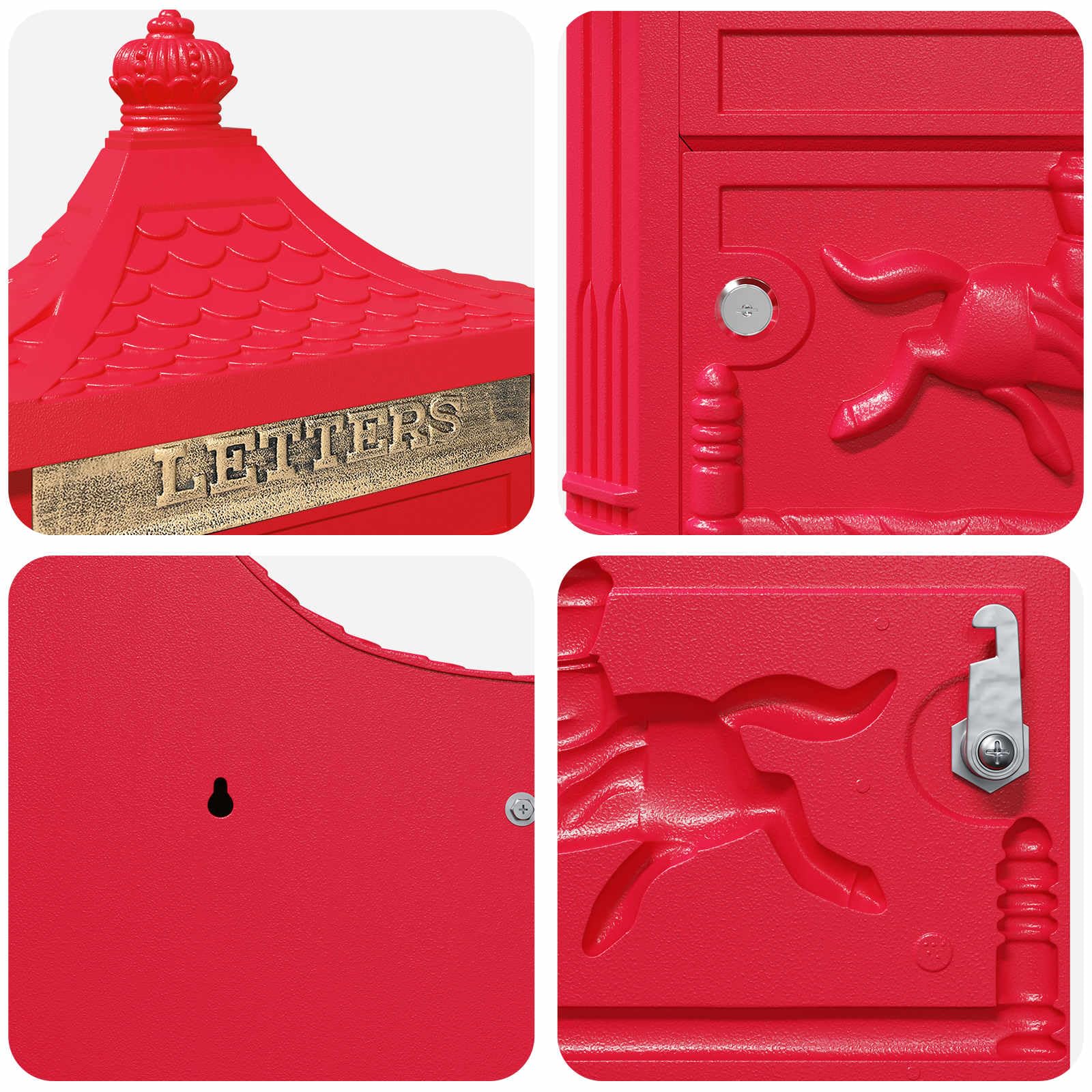 Genérico Buzón Montado en la Pared con Puerta Rojo 40,5 x 16 x 45 cm,Casa y jardín,Decoración,Buzones de Correo,Rojo,42023502