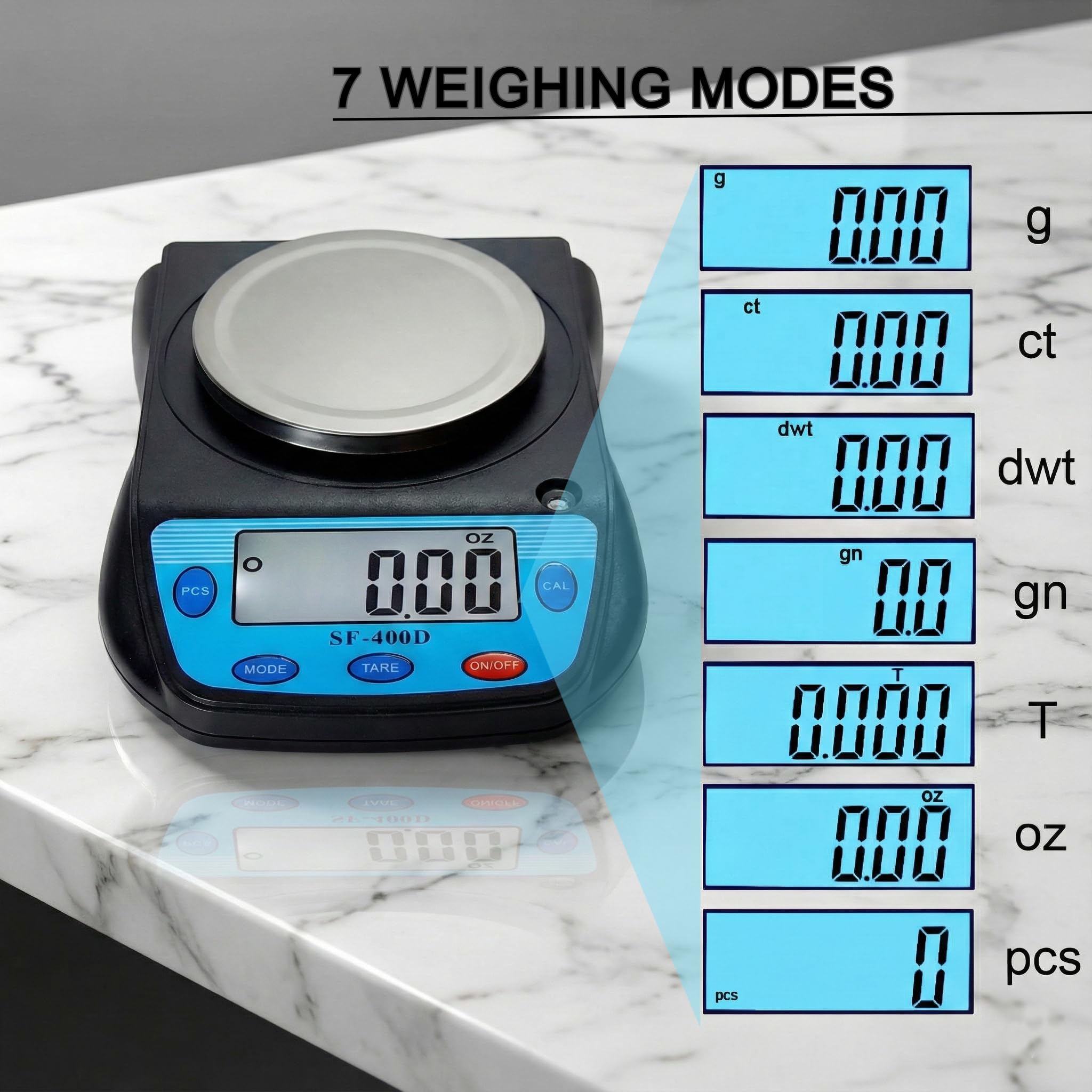 Eosphorus Bilancia di Precisione 600g/0,01g con Piatto Rotondo, Bilancia Digitale per Laboratorio, Scuole e Chimica, Funzione Conteggio, Unità g/oz/ct, Ricarica USB e Adattatore