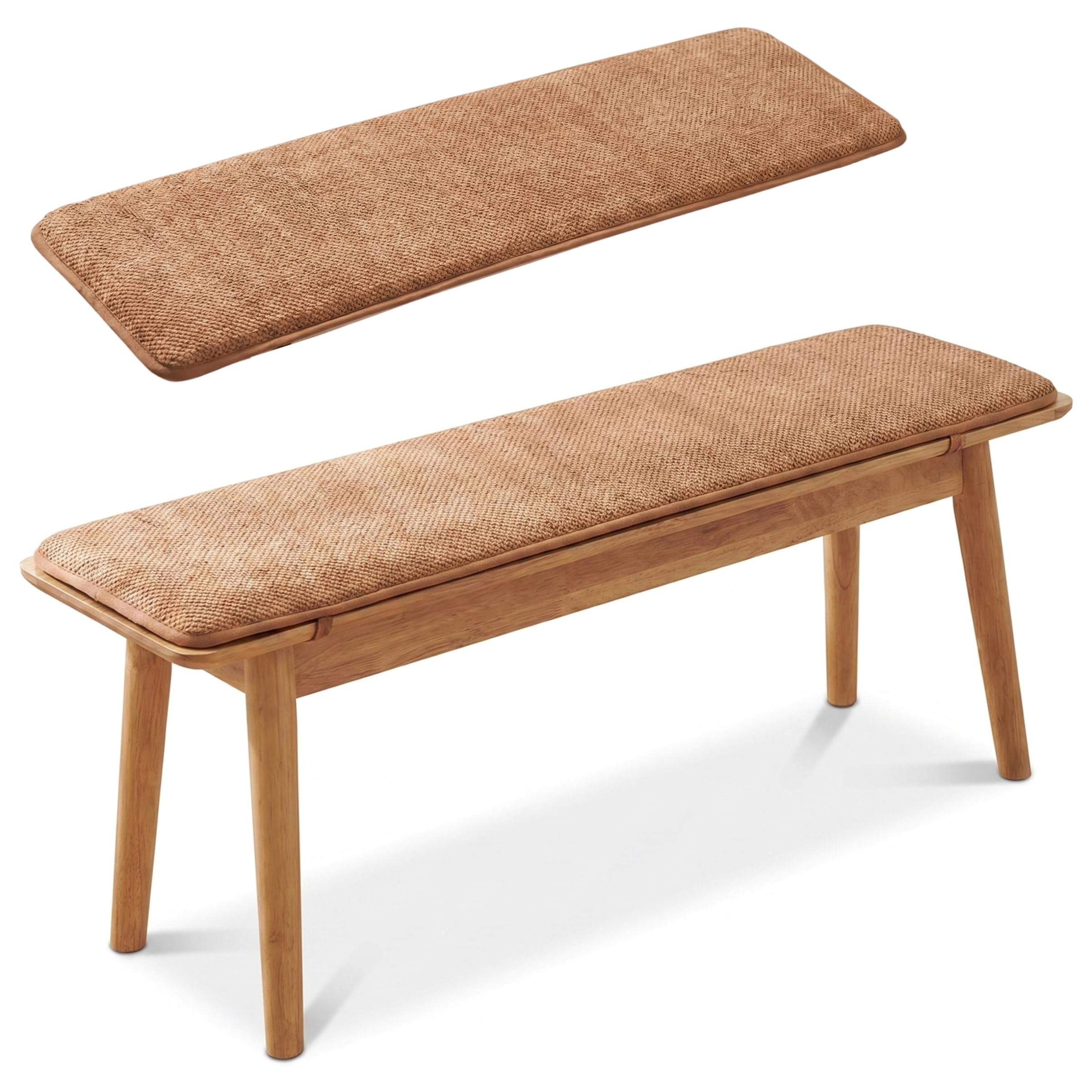 Coussin de baie vitrée long antidérapant camel pour banquette et banc d'intérieur en mousse