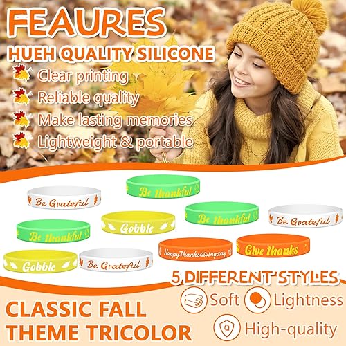 Miniatura 3 de 200 pulseras de silicona para el Día de Acción de Gracias, pulseras de silicona para otoño y otoño, pulseras de goma para fiestas de cosecha, para