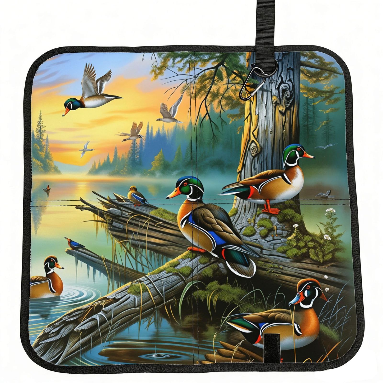 SDEGTHO Mallard On The Lake Print Padded Seat Pad Folding Cushion Waterproof Bench Mat Portable Outdoor Rest Mat 15.8"