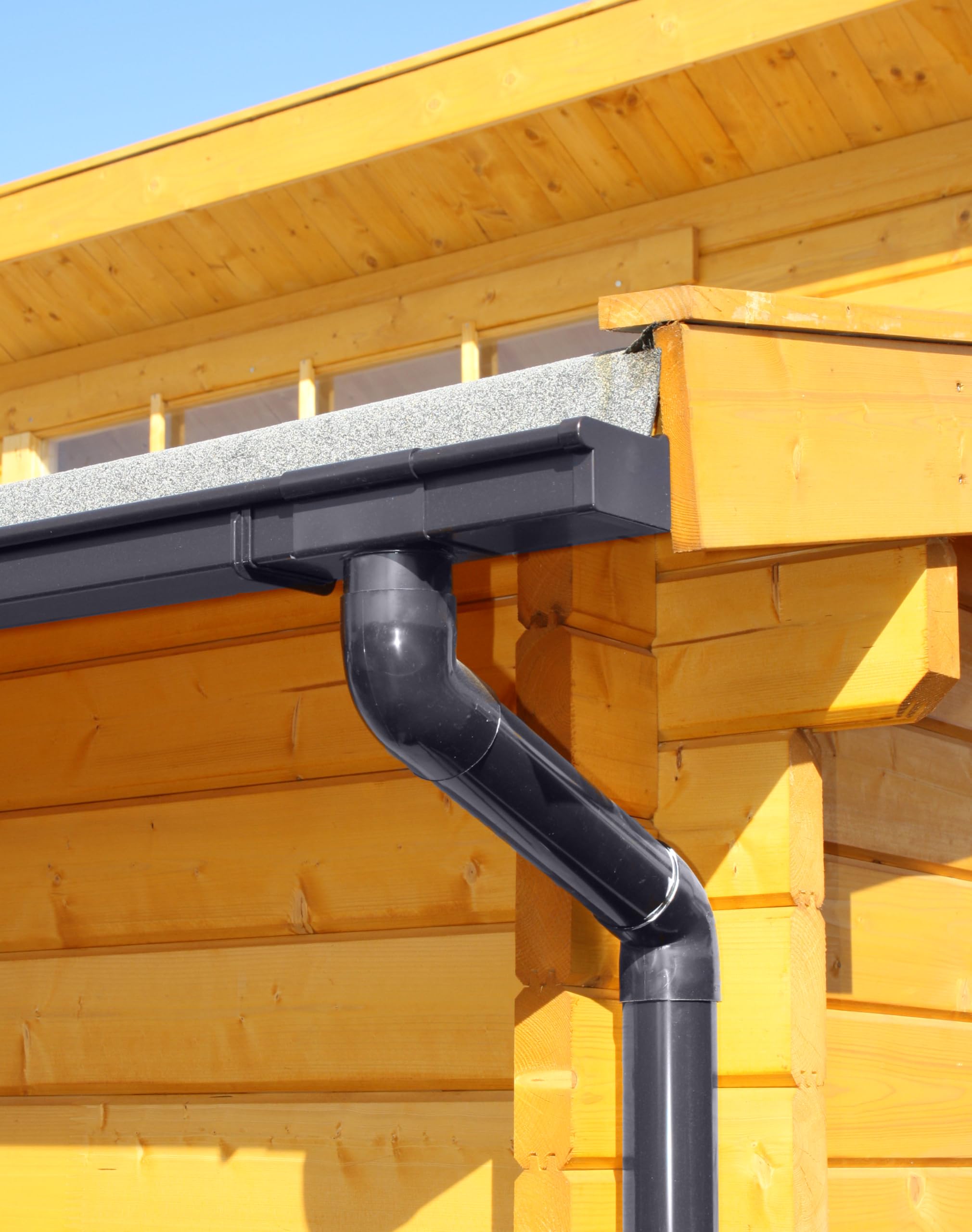 4Home&Garden Gouttière RG 70 Kit complet avec tuyau de descente jusqu'à 750 cm | Type 200 DN 60 | Plastique PVC anthracite | 4Home&Garden (longueur du toit jusqu'à 300 cm)