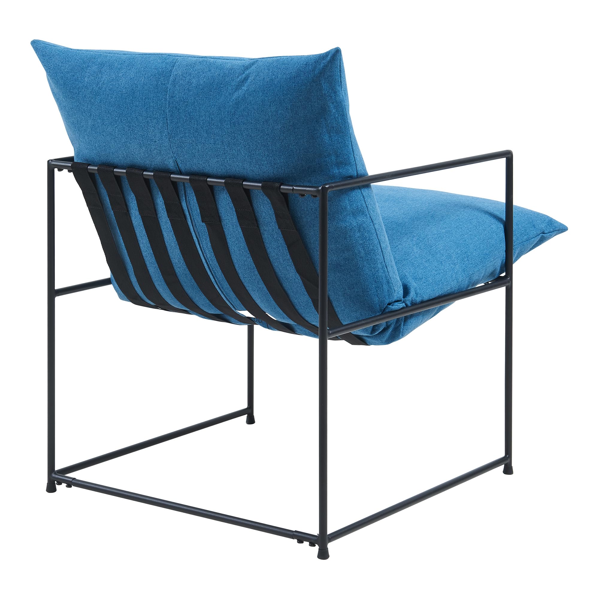 [en.casa] Poltrona Moderna con Cuscino Imbottito e Telaio in Metallo Sedia Relax per Soggiorno Salotto Camera da Letto 90 x 61 x 70 cm Nero/Blu