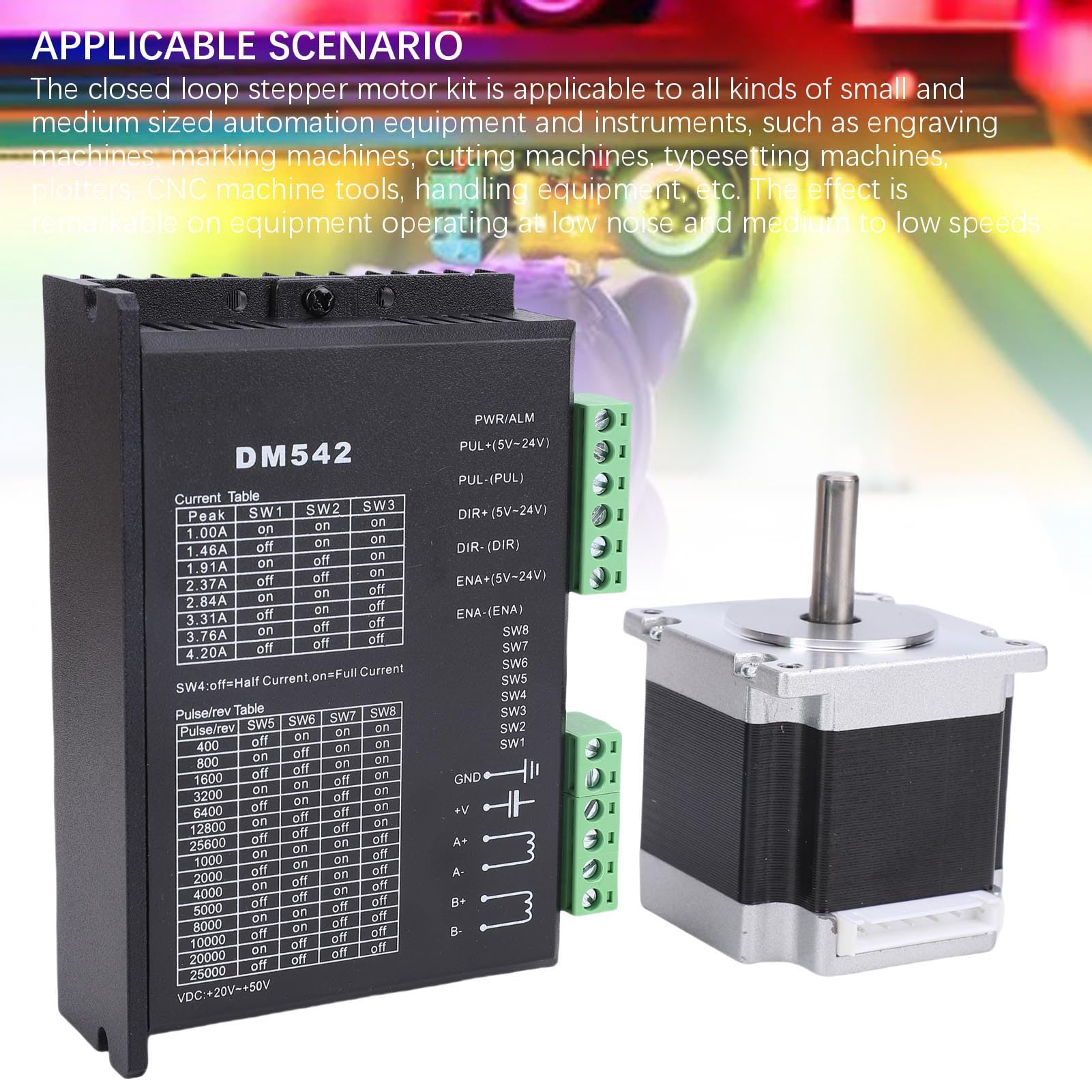 Nema 23 Schrittmotor-Kit mit geschlossenem Regelkreis, hohes Drehmoment, 126 Ncm, 2,8 A, mit DM542-Treiber für CNC-Maschinen, 3D-Drucker, Gravurgeräte, Automatisierungssyst