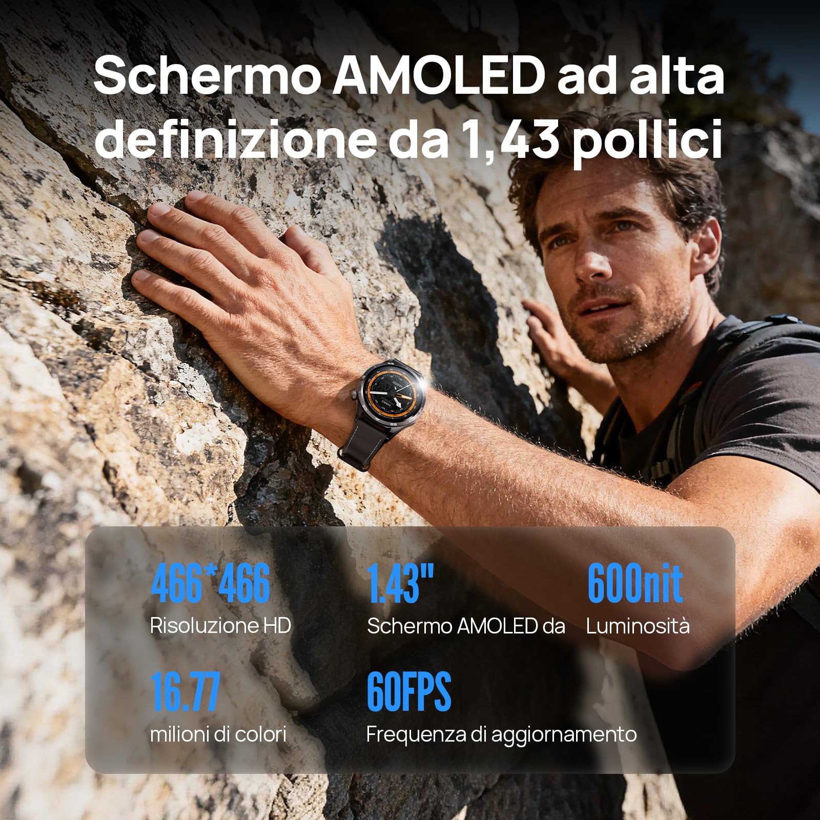 Mibro WATCH GT GPS Smartwatch per uomo donna con 1,43" AMOLED,Assistente intelligente,Chiamata Bluetooth,Design Elegante,100+ Sportivo e 5ATM, Autonomia 8 Giorni, Notifiche,iOS e Android