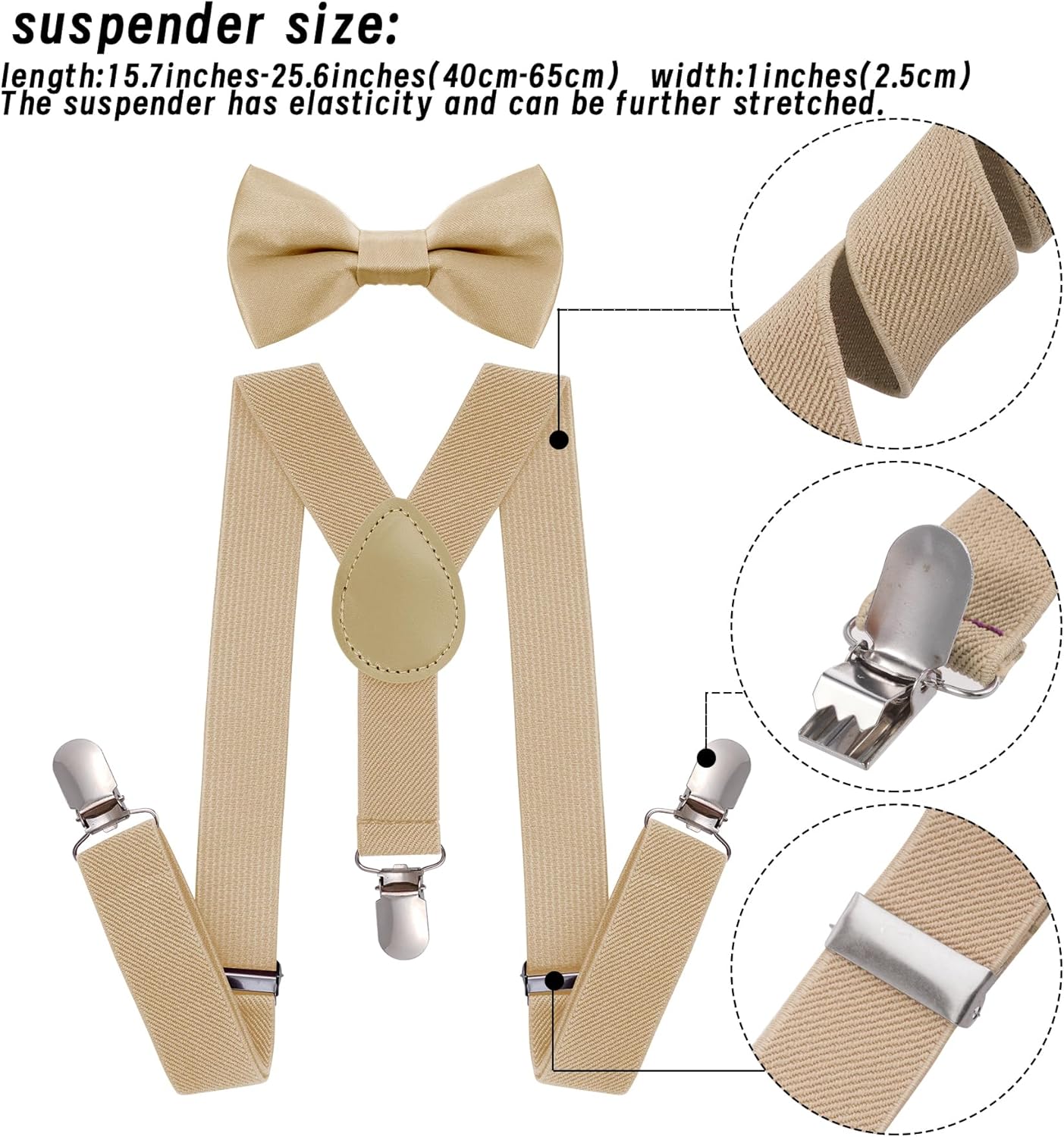 Kids Suspenders Bow Tie Sets Classic Solid Color Toddler Suspenders for Kids Wedding Party - Image 3