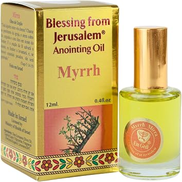 Ein Gedi Myrrh Anointing Oil, Blessing from Jerusalem Gold Collection, Holy Land Anointing Oil for Prayers and Blessings. 12ml, Myrrh