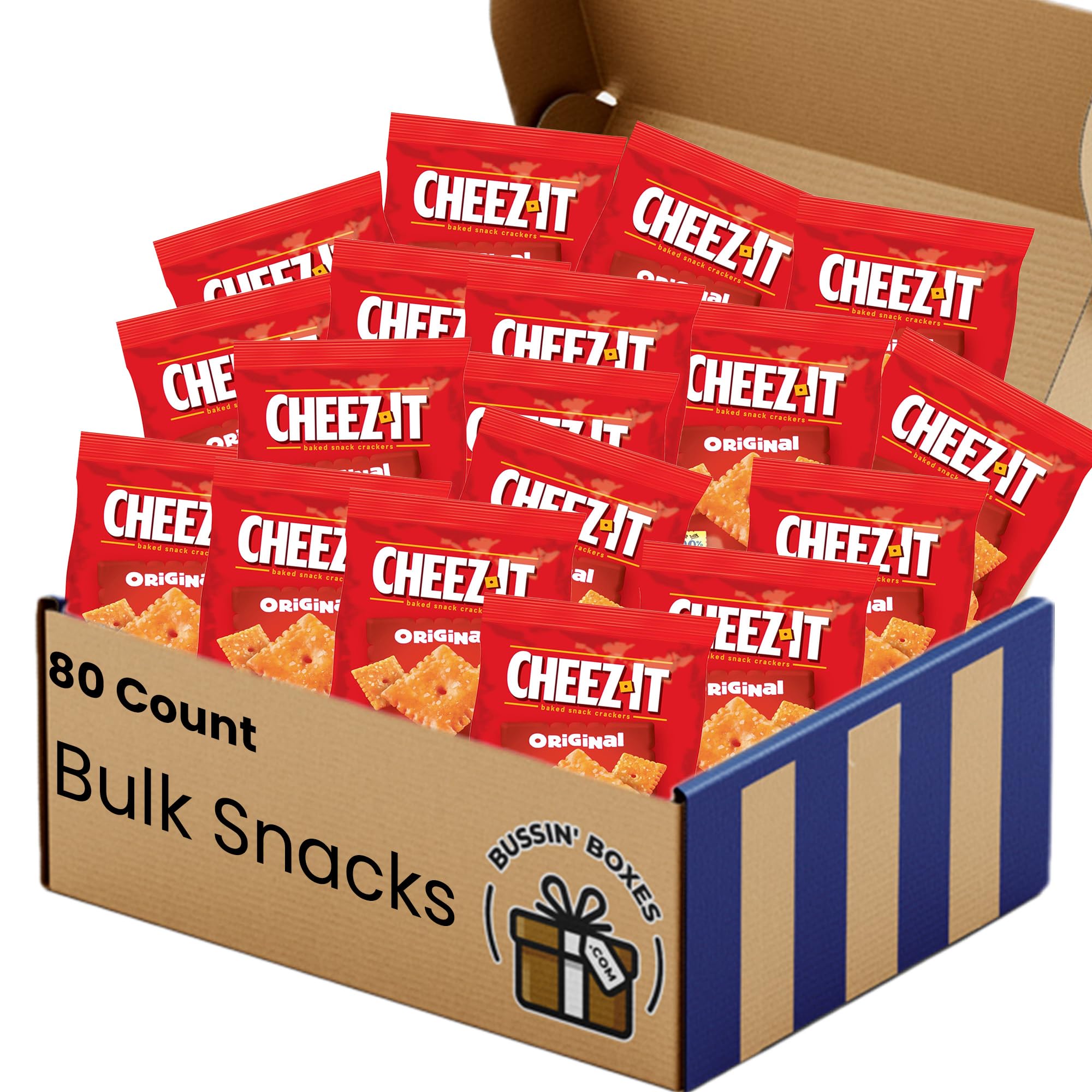 Bulk Cheez-It Original Cheddar Cheese Cracker Snack Packs by Bussin Boxes (1.5 Ounce Pack of 80)