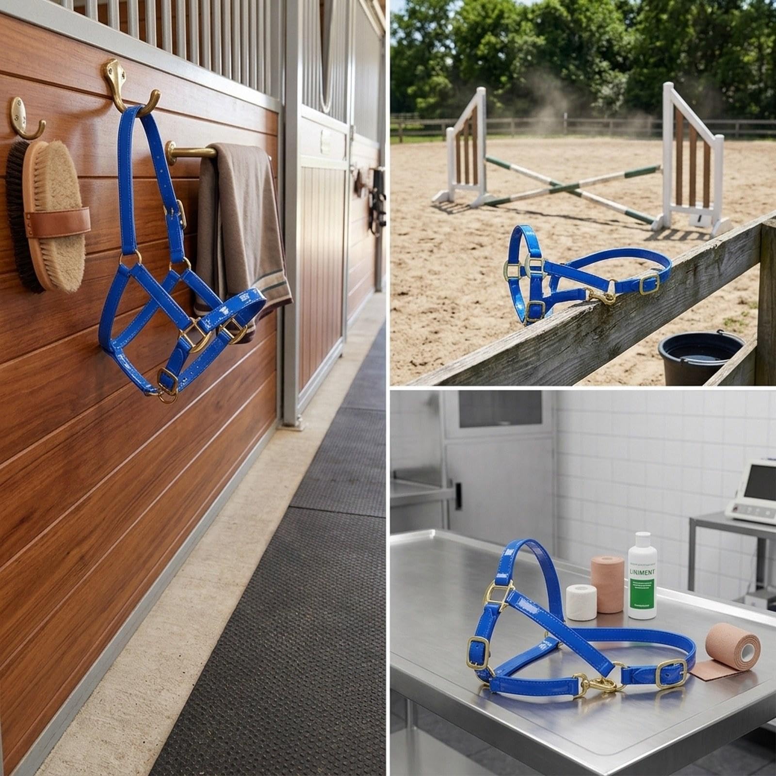 Cabezada de Entrenamiento para Caballos de Cuero de Microfibra con Cuerda, con Cierre de Mentón Y Garganta (para Pastos, Granjas E Hipódromos).