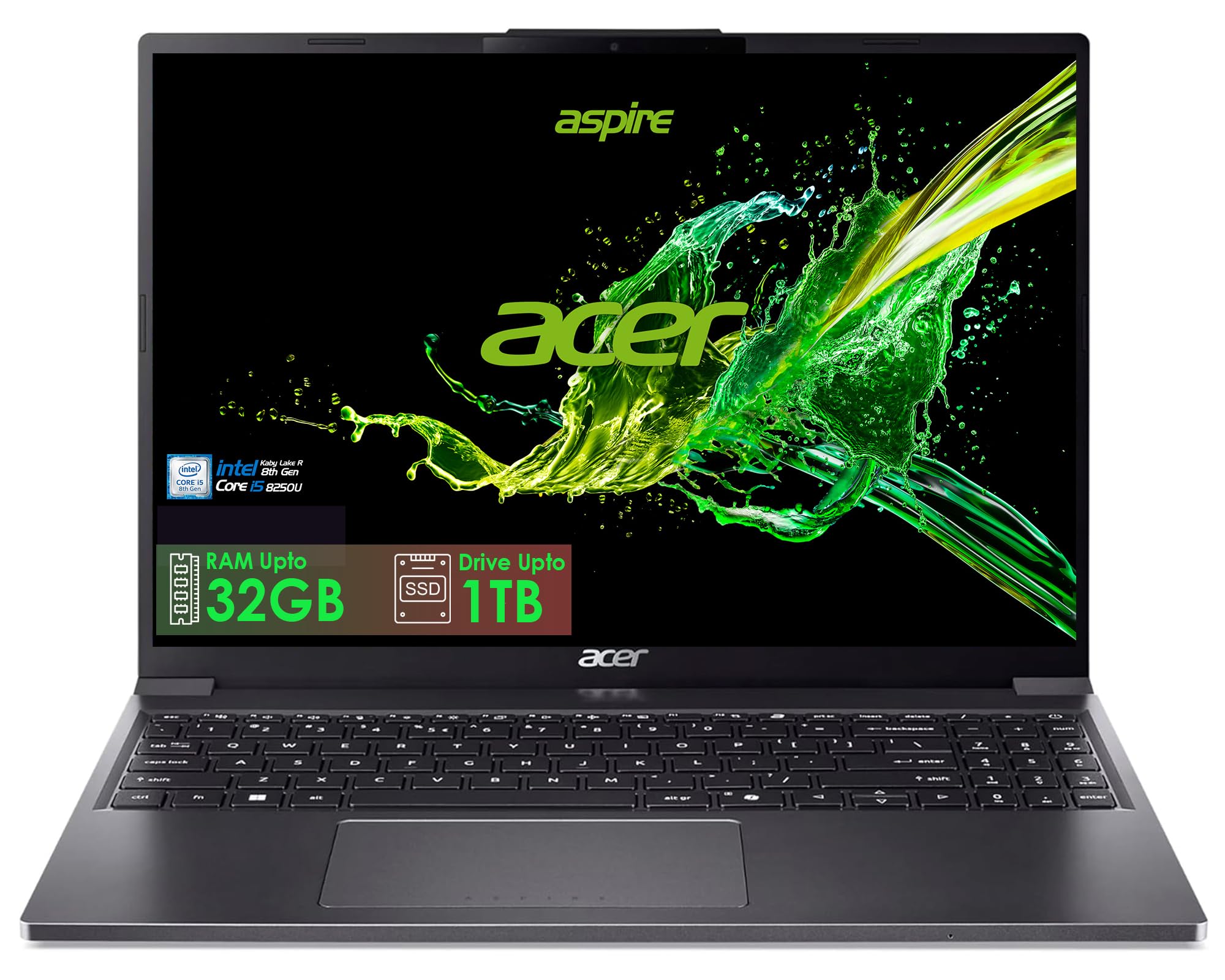 Acer Aspire 5 Laptop, 15.6" IPS FHD Display, AMD Ryzen 3 3350U Upto 3.5GHz, 4GB RAM, 2TB NVMe SSD, Vega 3, HDMI, Wi-Fi, Bluetooth, Windows 10 Pro S