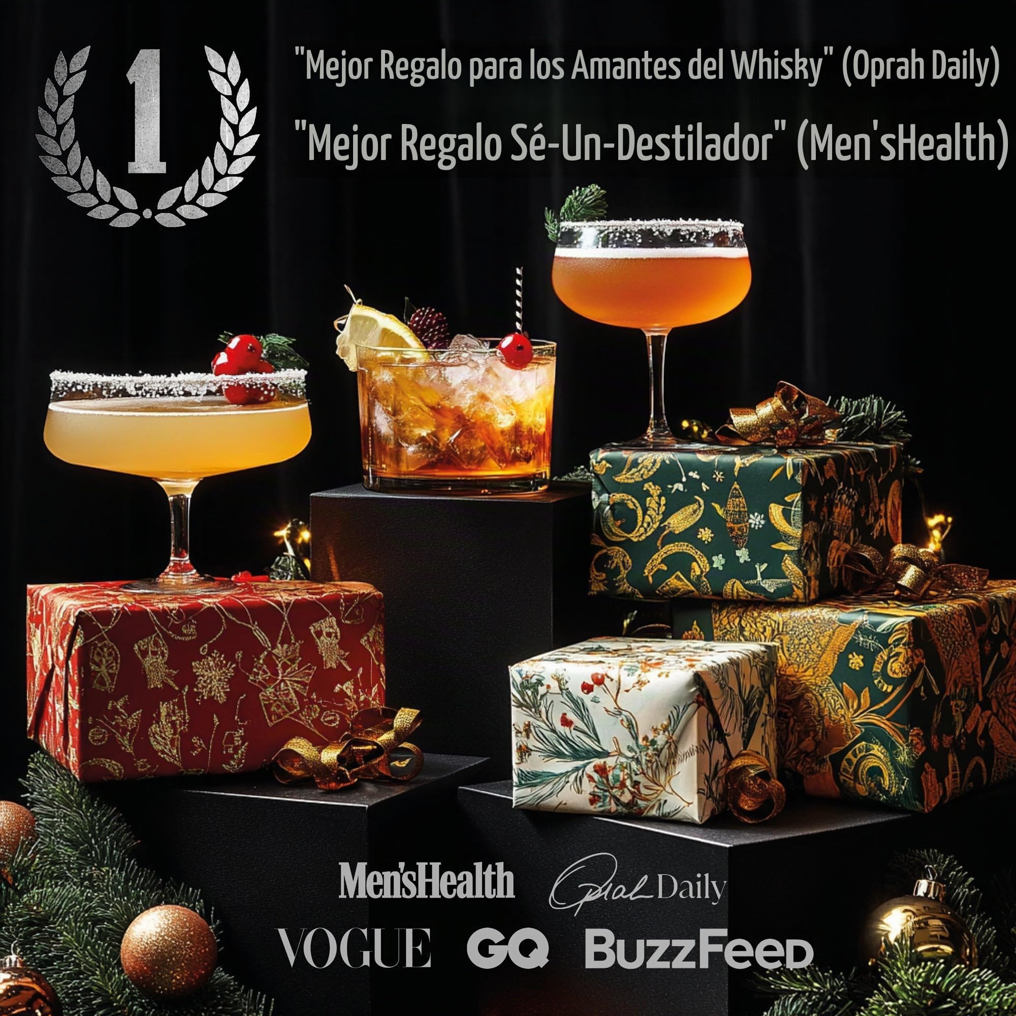 Kit de ahumador de whisky y cóctel, kit de madera y ahumado botánico de primera calidad, incluye 6 chips de madera, 6 botánicos, 2 vasos, piedras de whisky, antorcha y chimenea, regalo único para