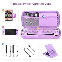 Vista 2 de Younik Switch Accessories Bundle, 17 in 1 Purple Switch Accessories Kit for Girls Include Switch Carrying Case, Adjustable Stand, Protective Case