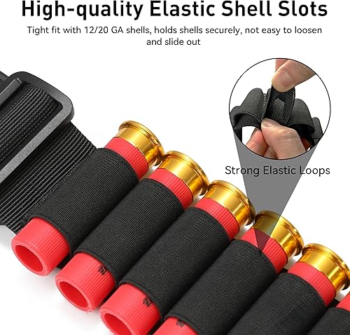 Miniatura 3 de JulyTek Soporte redondo para escopeta de calibre 1220 60 con 2 soportes redondos de munición para 7 puntos, bandolier táctico ajustable para 1220