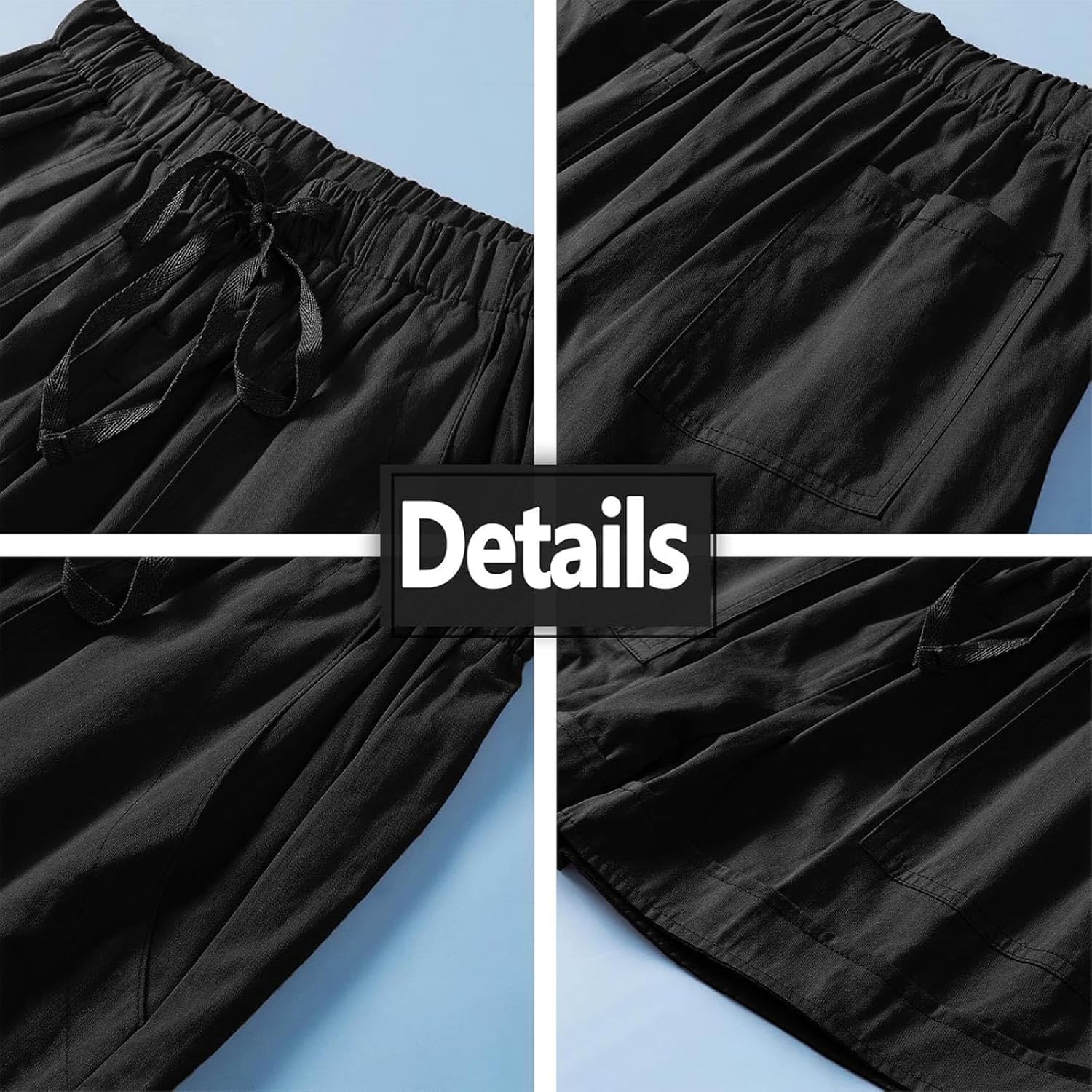 Womens Drawstring Shorts Summer Elastic Waist Casual Lightweight with Pockets - Image 4