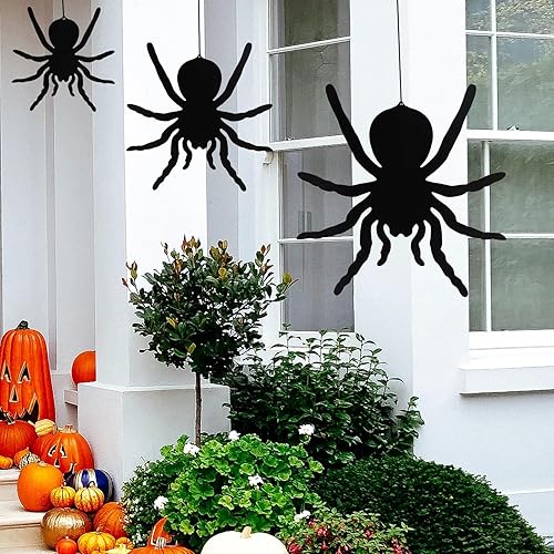 Miniatura 6 de Tuokiuhn Decoración de araña, decoración de Halloween, araña de metal adecuada para interiores y exteriores, patio, césped, jardín, pared, hogar,