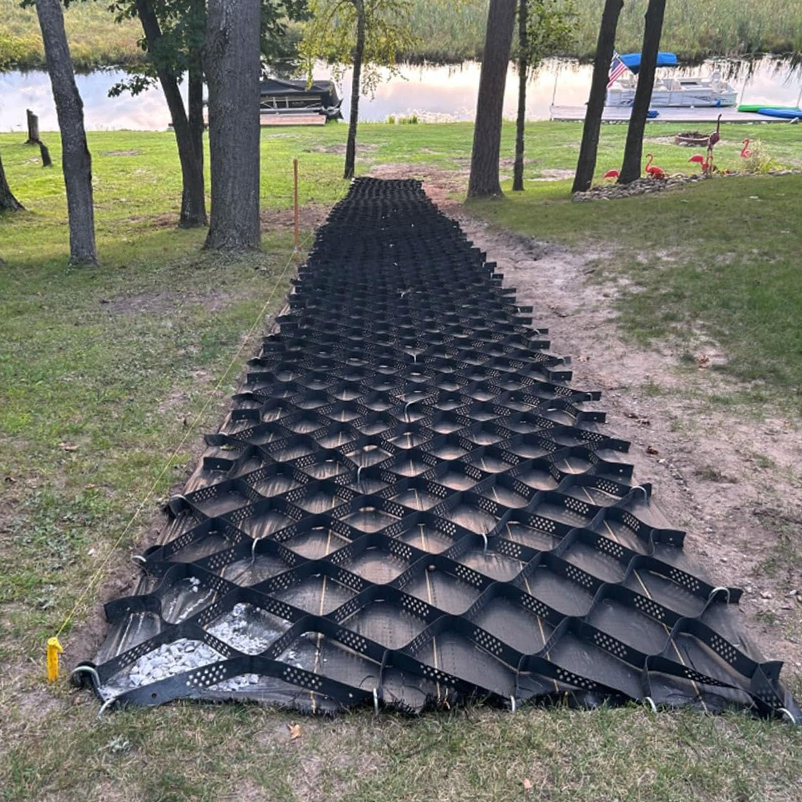 Griglia di stabilizzazione per ghiaia, 1,8 x 4,9 m, profondità 5,1 cm, capacità di carico 855 kg/mq, ideale per fai da te, patio, passerella, capannone, base, veicolo carrabile, parcheggio, erba