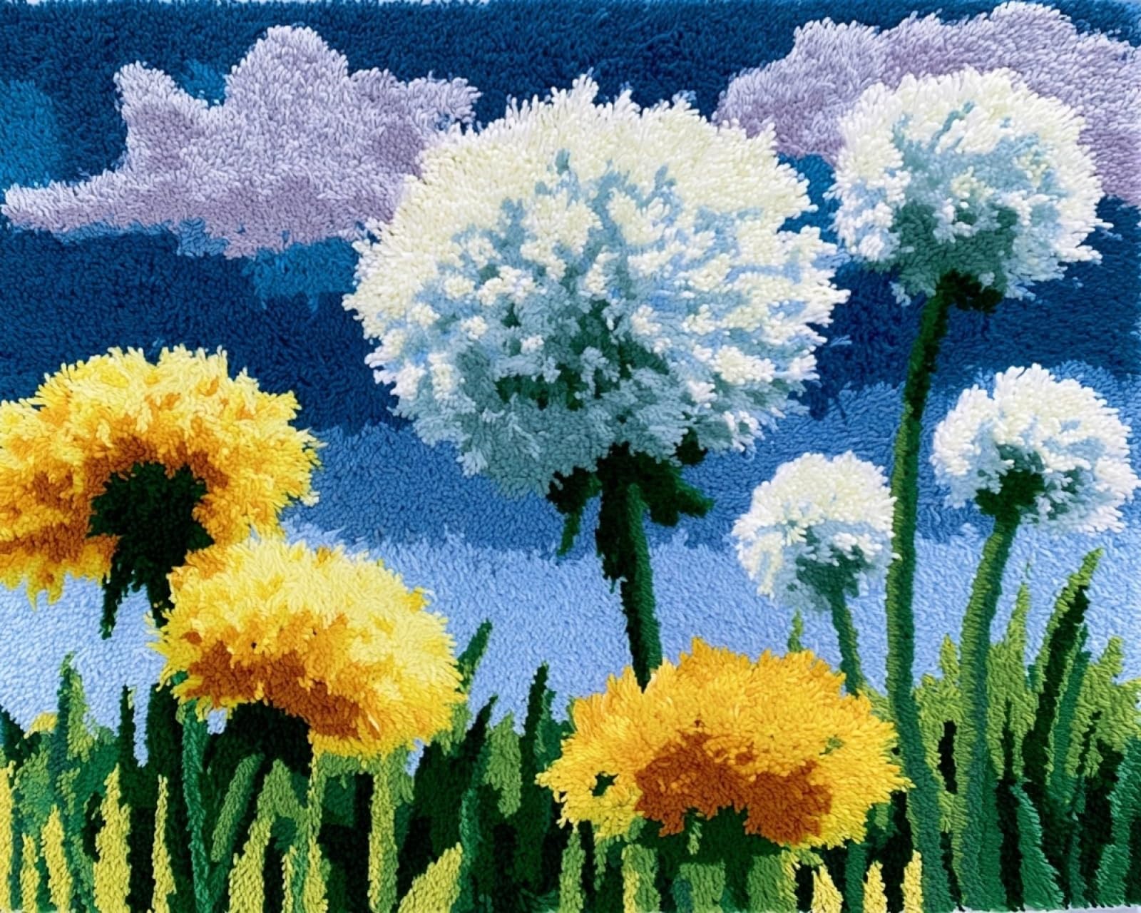 Wallphantom DIY Latch Hook Rug Making Kit for Adults,Dandelion Flowers